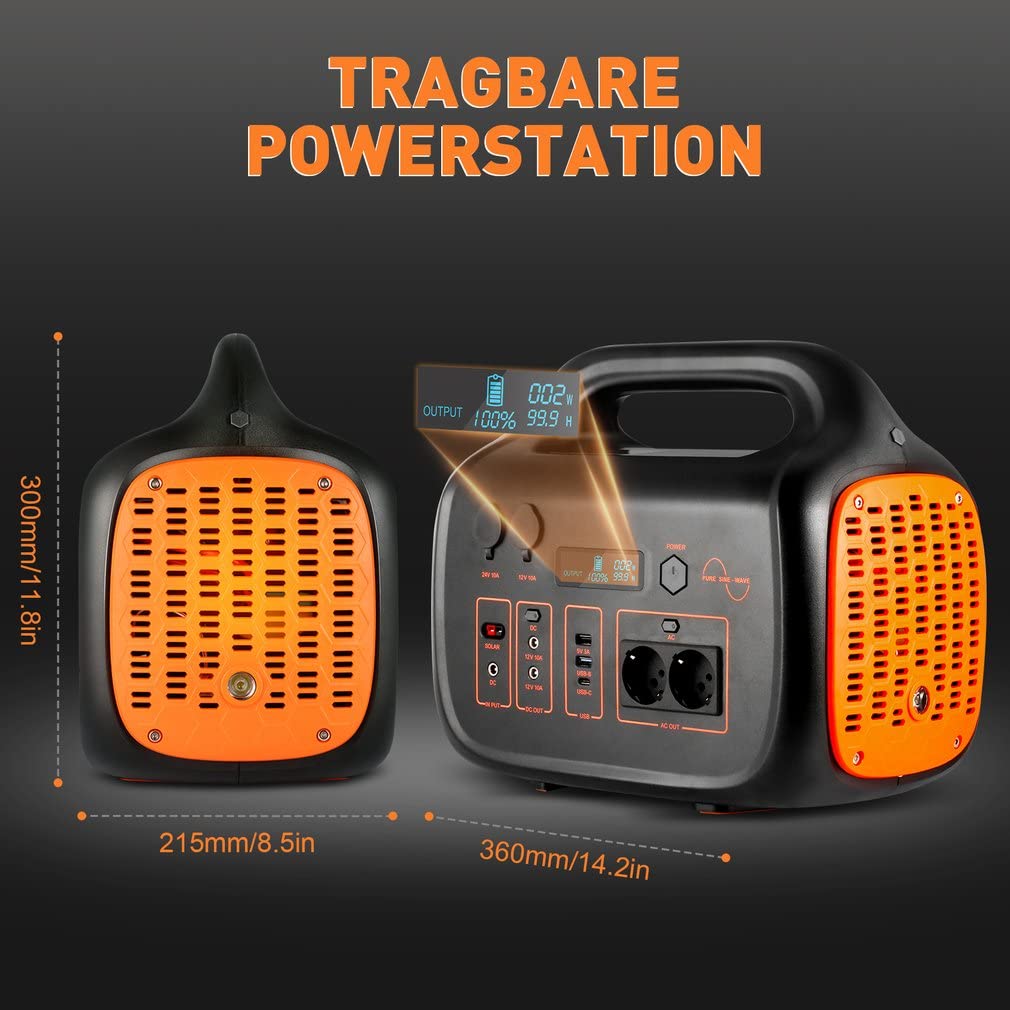 Generador solar 1000WH Estación de energía portátil 230V/1048W Fuente de alimentación móvil con pantalla LCD para vehículos recreativos, viajes en automóvil, actividades al aire libre como campame