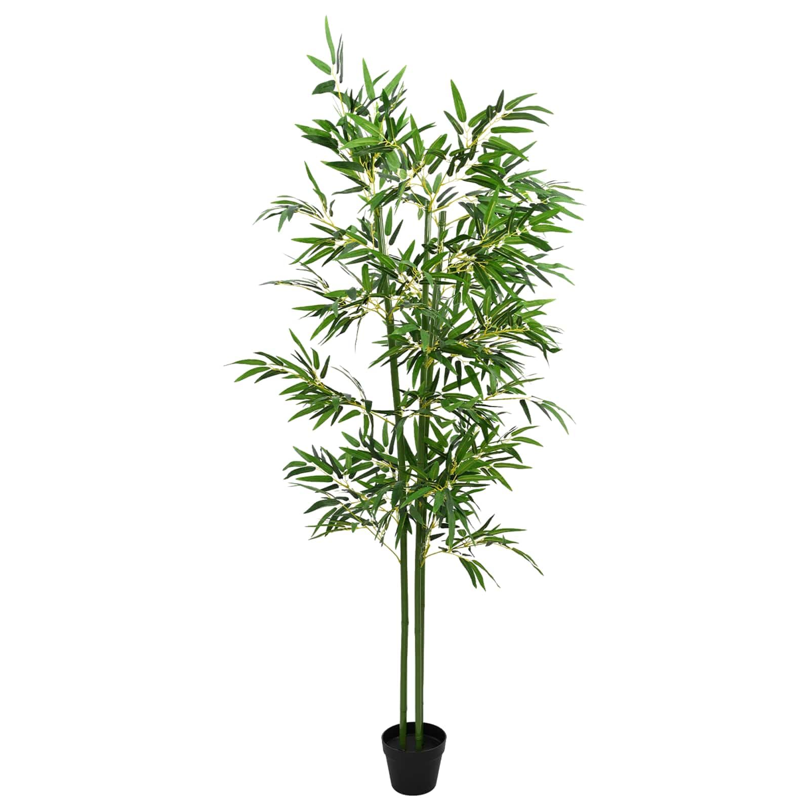 Lot de 4 arbres décoratifs en bambou dans un pot en plastique