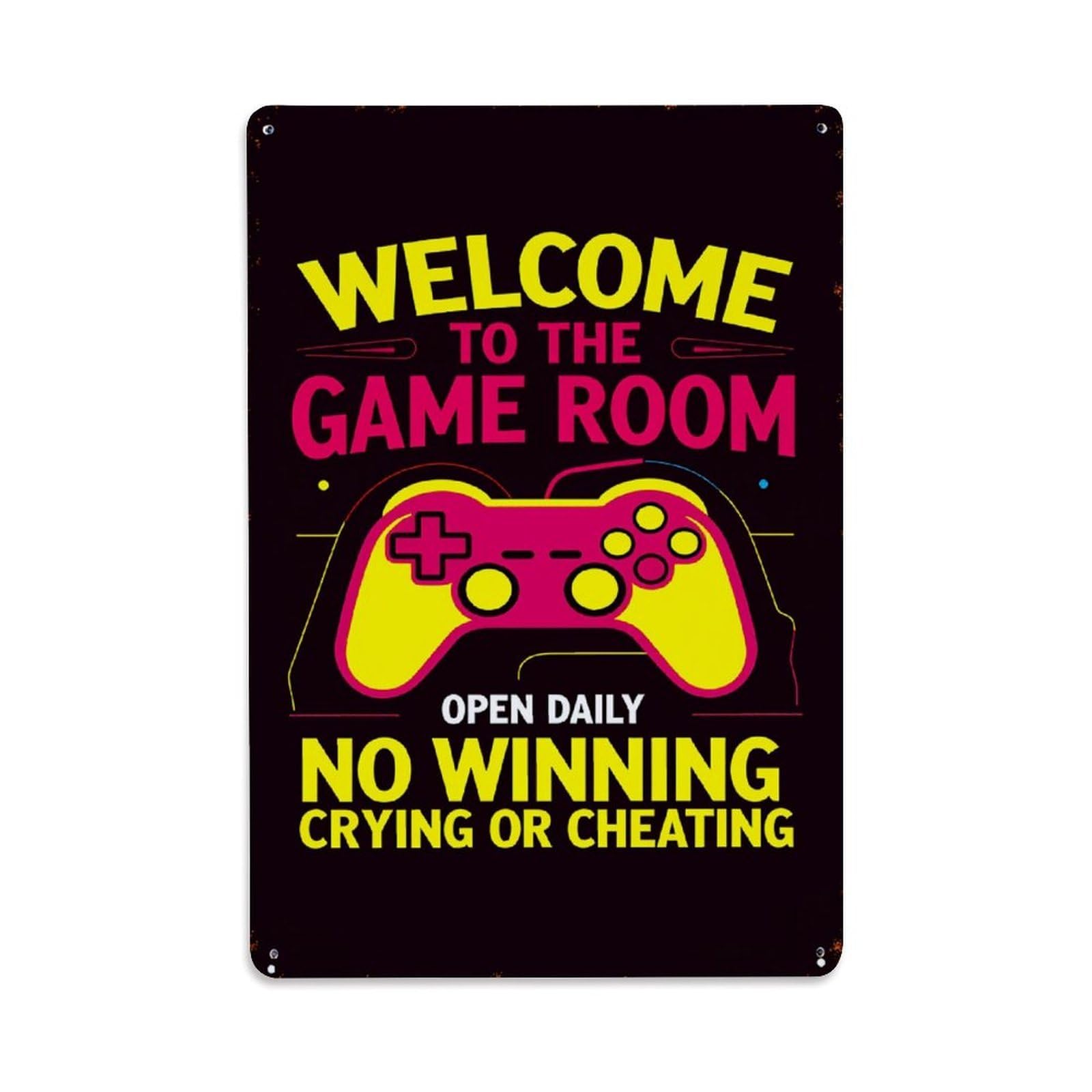 Welcome To The Game Room Tin Sign Vintage Metal Poster Retro Bar, Home, Man Cave, Kitchen, Laundry Room Wall Art Decor Gift 8x12 Inch
