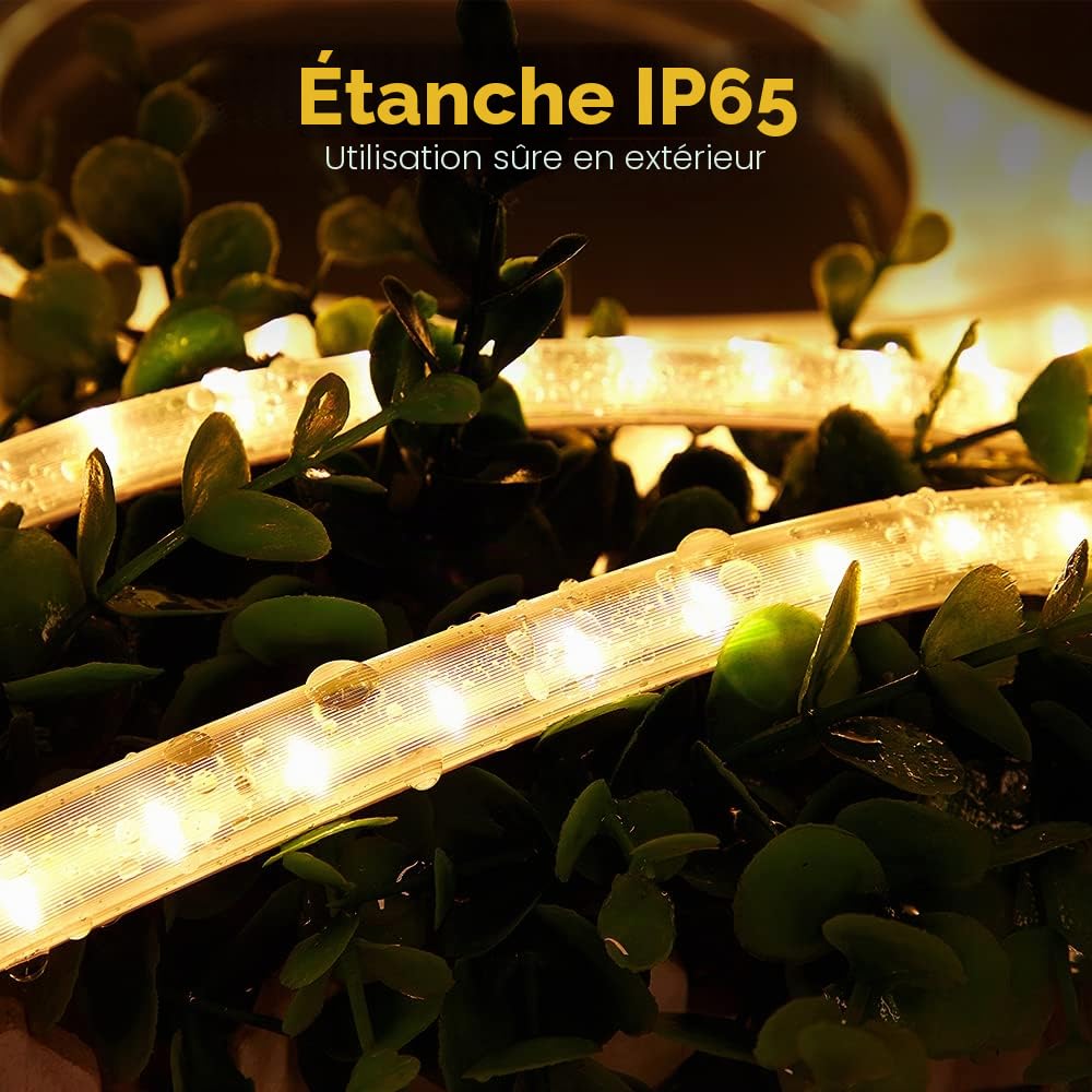 GreenSun Ruban à LED, 30m Blanc Chaud LED Strip Light 5050 SMD, étanche IP65 LED Bande lumière Pour Les Jardins, Maisons, Cuisine, Fête de Noël [Classe énergétique E]