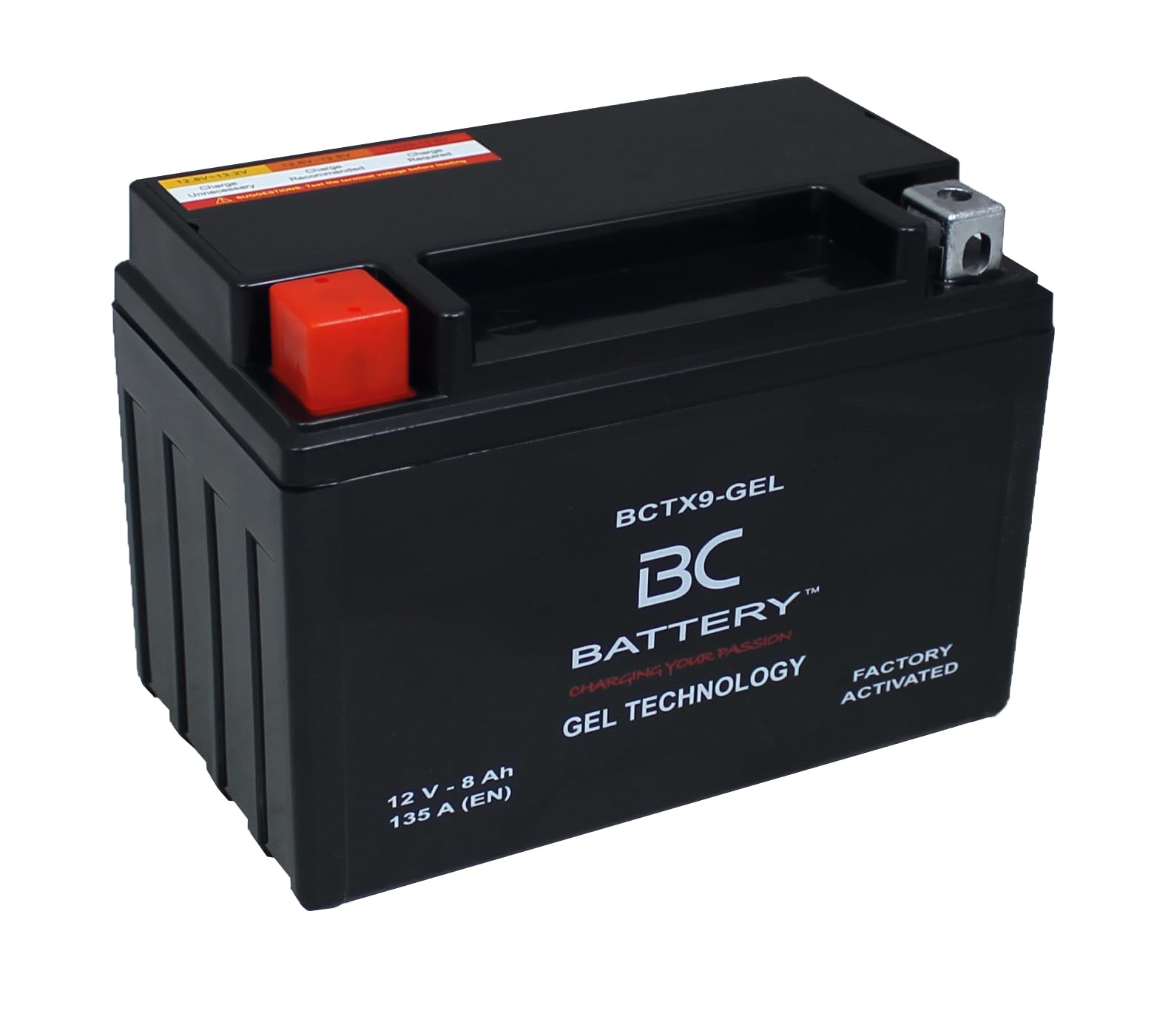 BC BATTERY Batteria Avviamento Moto al GEL 12V 8Ah BCTX9-GEL Moto&Scooter, esente da manutenzione sigillata precaricata simile a YTX9-BS