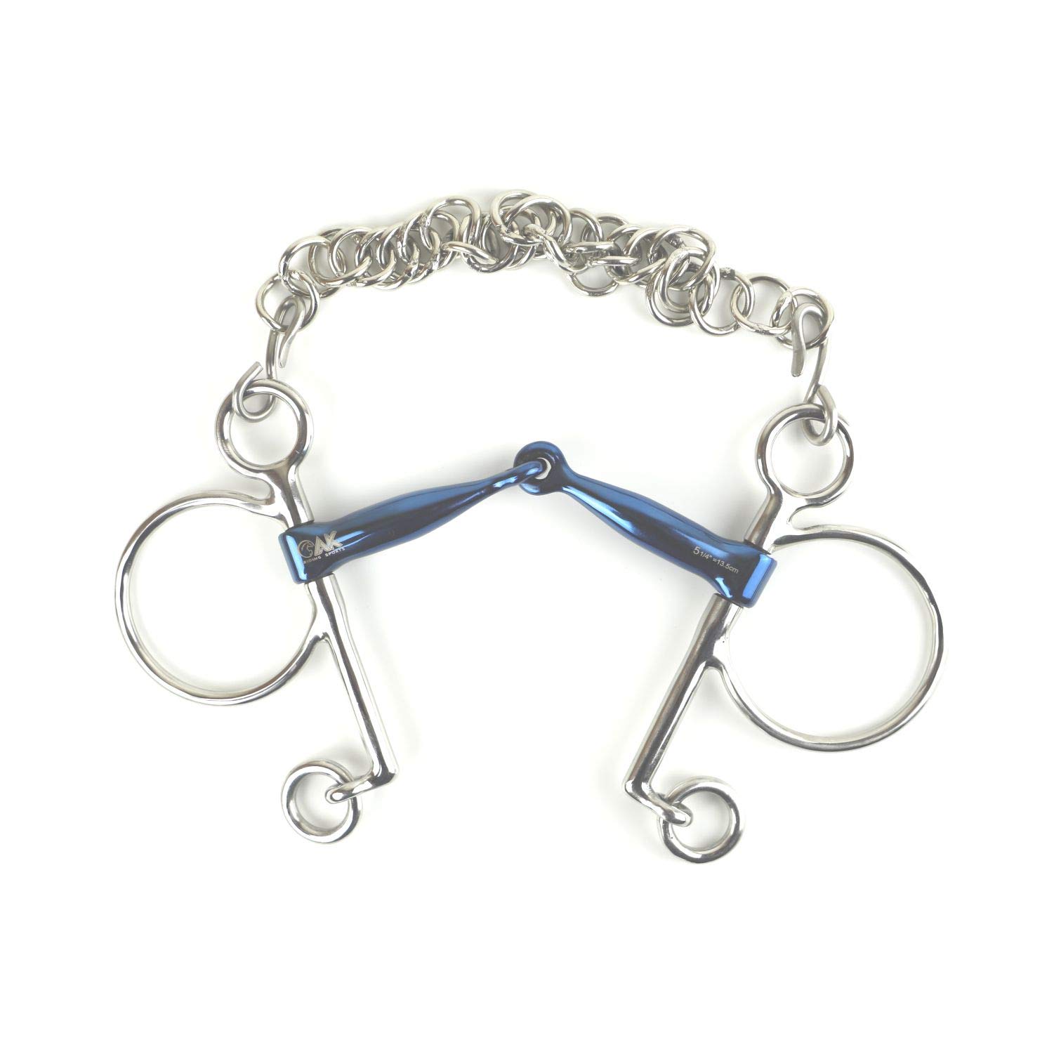 AK Pelham - Broca para montar a caballo (5,25", azul y plateado)