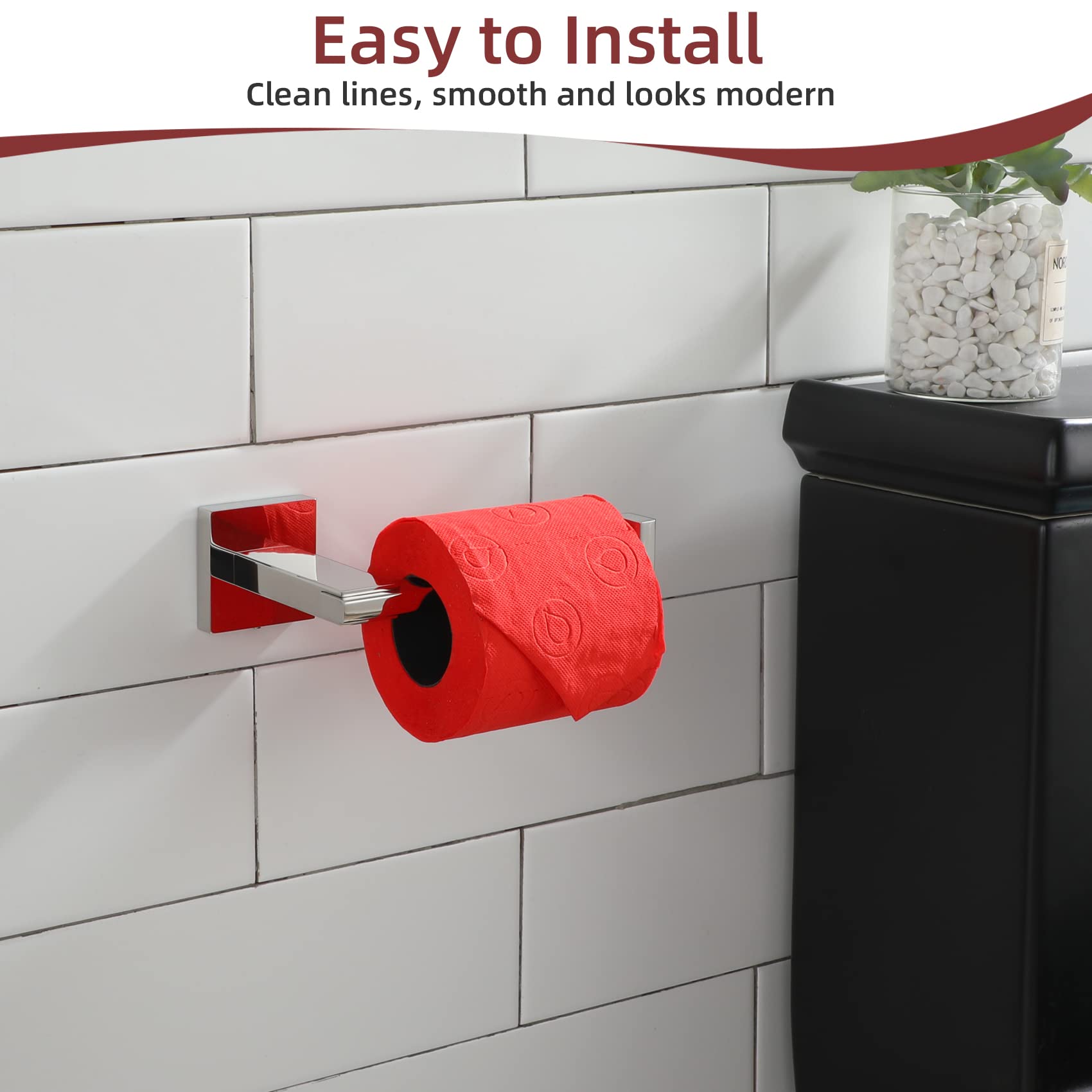 KOKOSIRI Chrome Toilet Paper Holder for Kitchen Bathroom Washroom Toilet Tissue Roll Holder Hold Mega Rolls Stainless Steel, Wall Mounted B2006CH — Amazon image 3