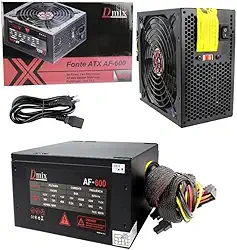 Fonte Atx 600w Reais 24pinos + 6 Sata 115v-230v Chaveada DM-600