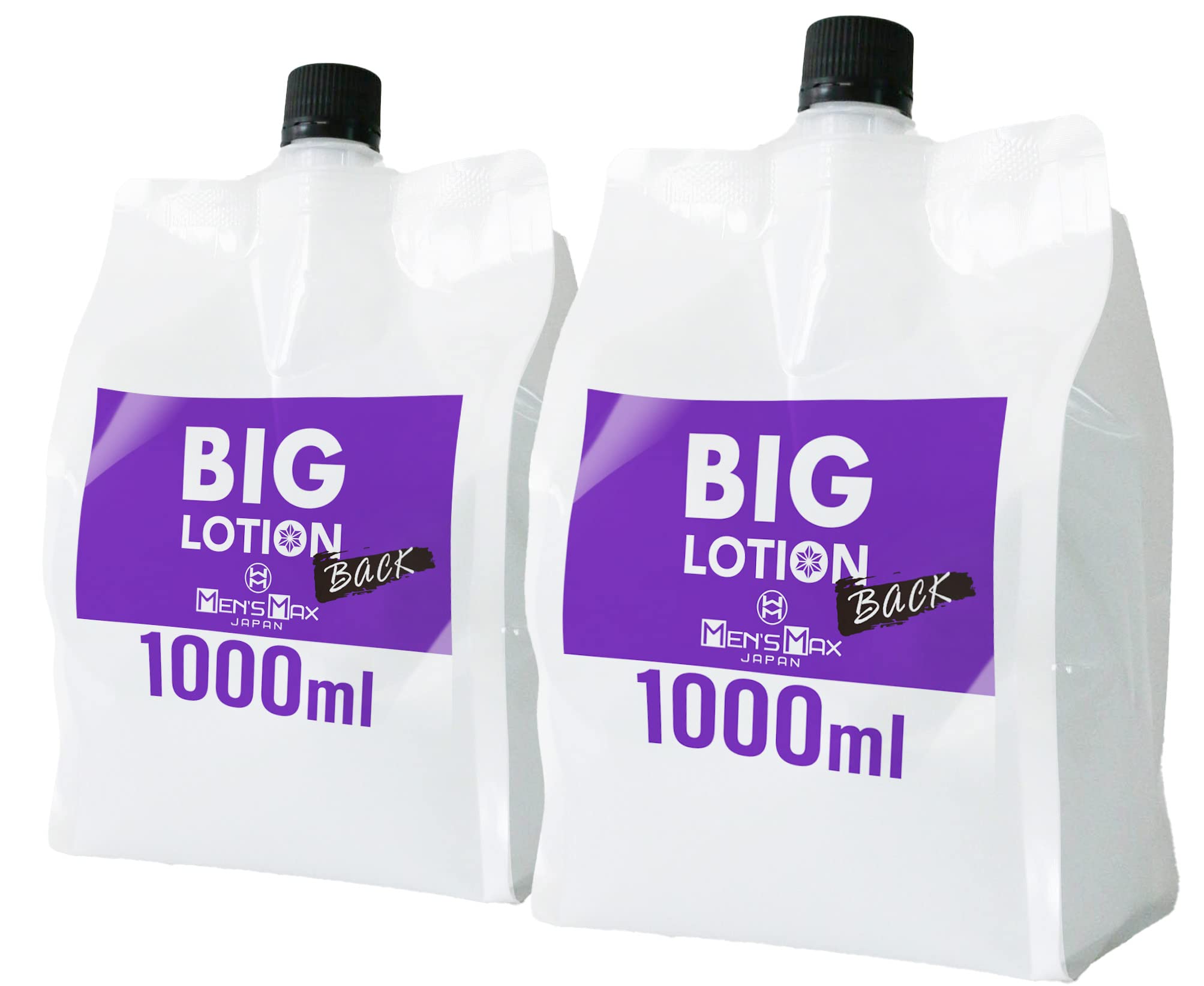 メンズマックス ビッグローション バック 大容量 2L（１L×２個）アナル ハイブリッドタイプ（水溶性×シリコンオイル） 前立腺 日本製 特濃 大容量 業務用 詰め替え 中粘度 無香料 長時間持続