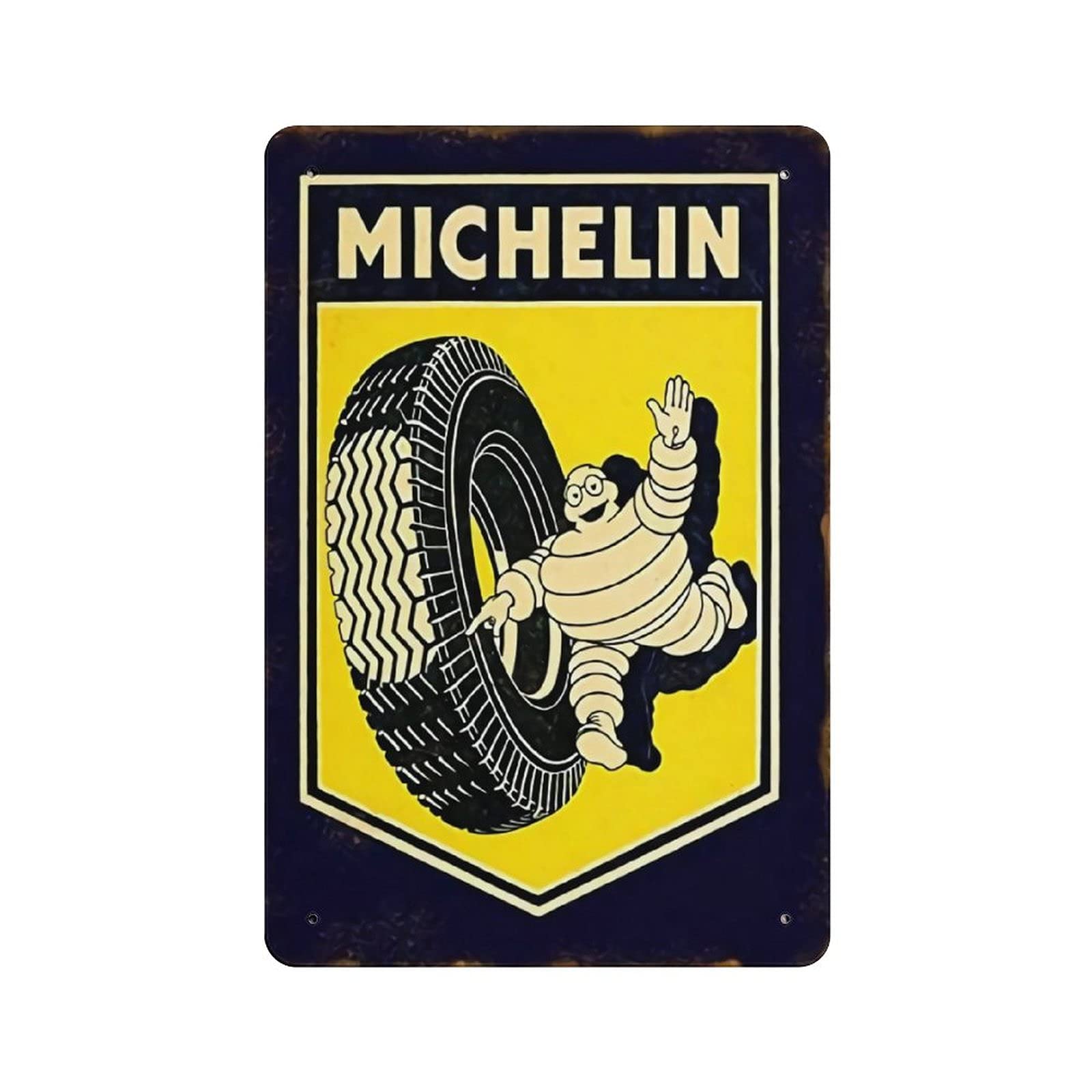 Metal Tin Sign Michelin Tire Man Vintage Tin Poster Metal Sign Wall Decoration Country Kitchen Home Garage Decor 12"x8"
