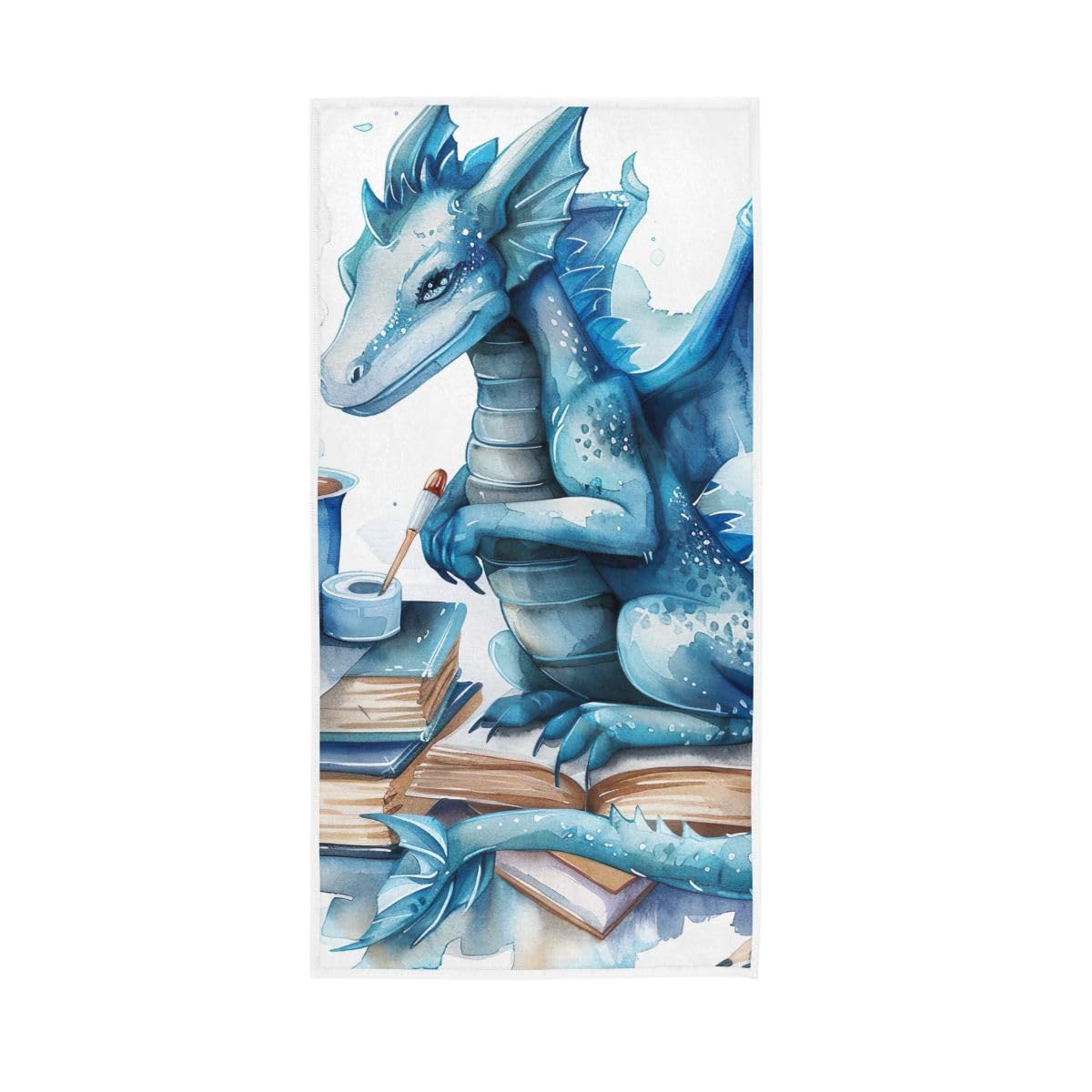HUYGD Watercolor Blue Dragon Hand Towel, Face Towels for Bathroom 15 x 30 Inches, Lightweight Towels