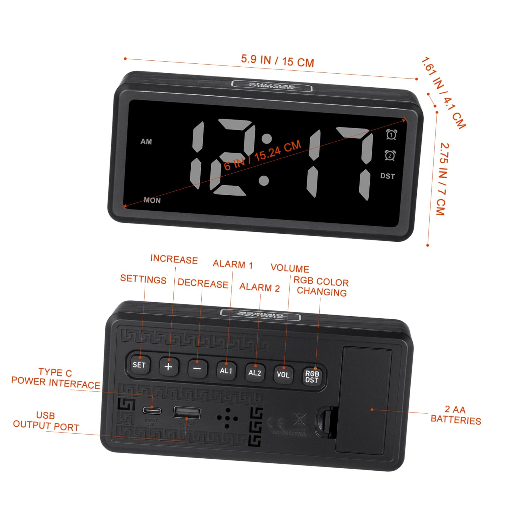 Orologio in Con Display Led e Illuminazione Rgb Per Camera Da o Scrivania Con Regolazione Manuale Legale e Visualizzazione Dei Giorni Feriali