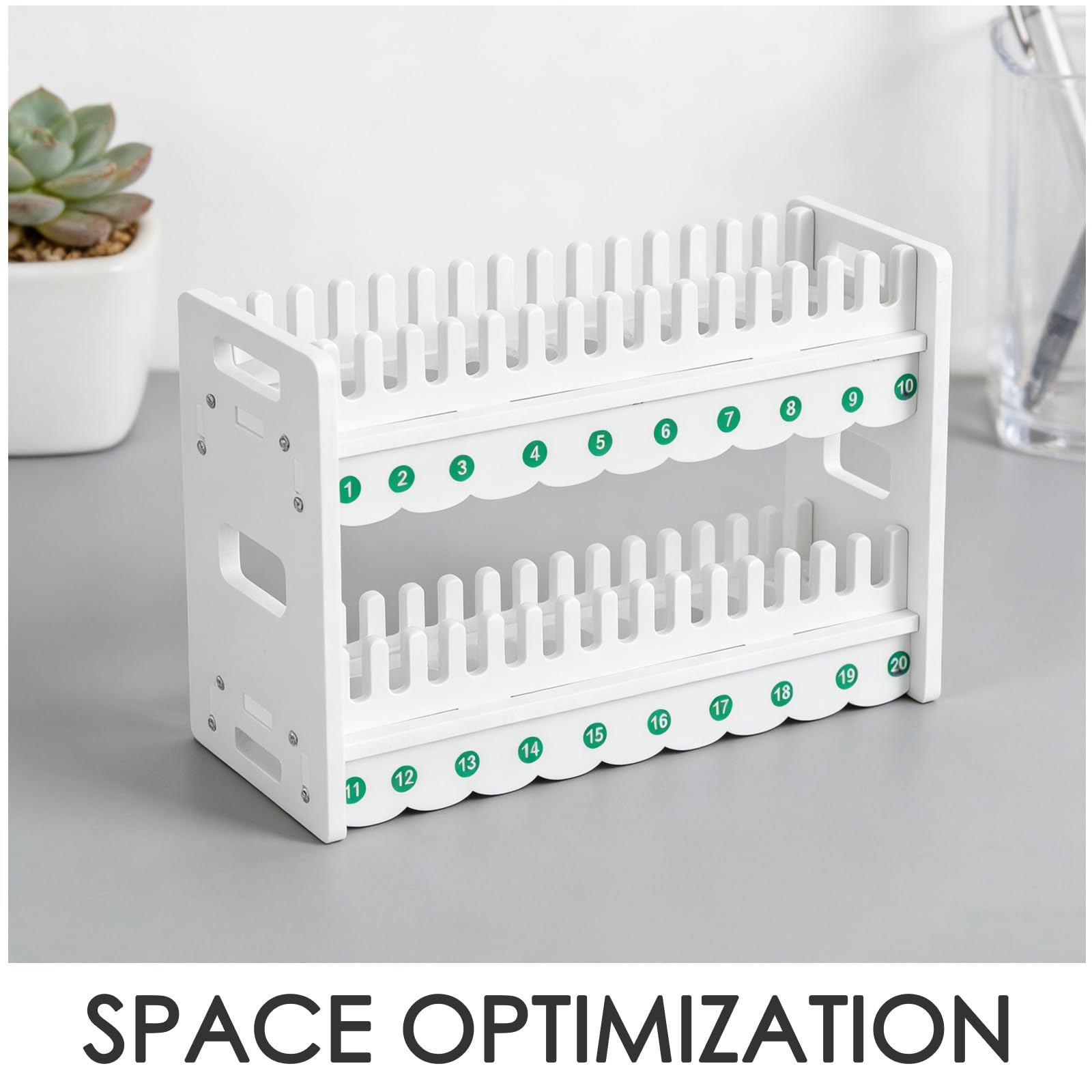 Healeved Supporto per Telefono Cellulare da Scrivania Bianco a 2 Strati 15 Scomparti, Organizer Multiutente per Ufficio e Aule Scolastiche, Display Protettivo per Smartphone Angolazione