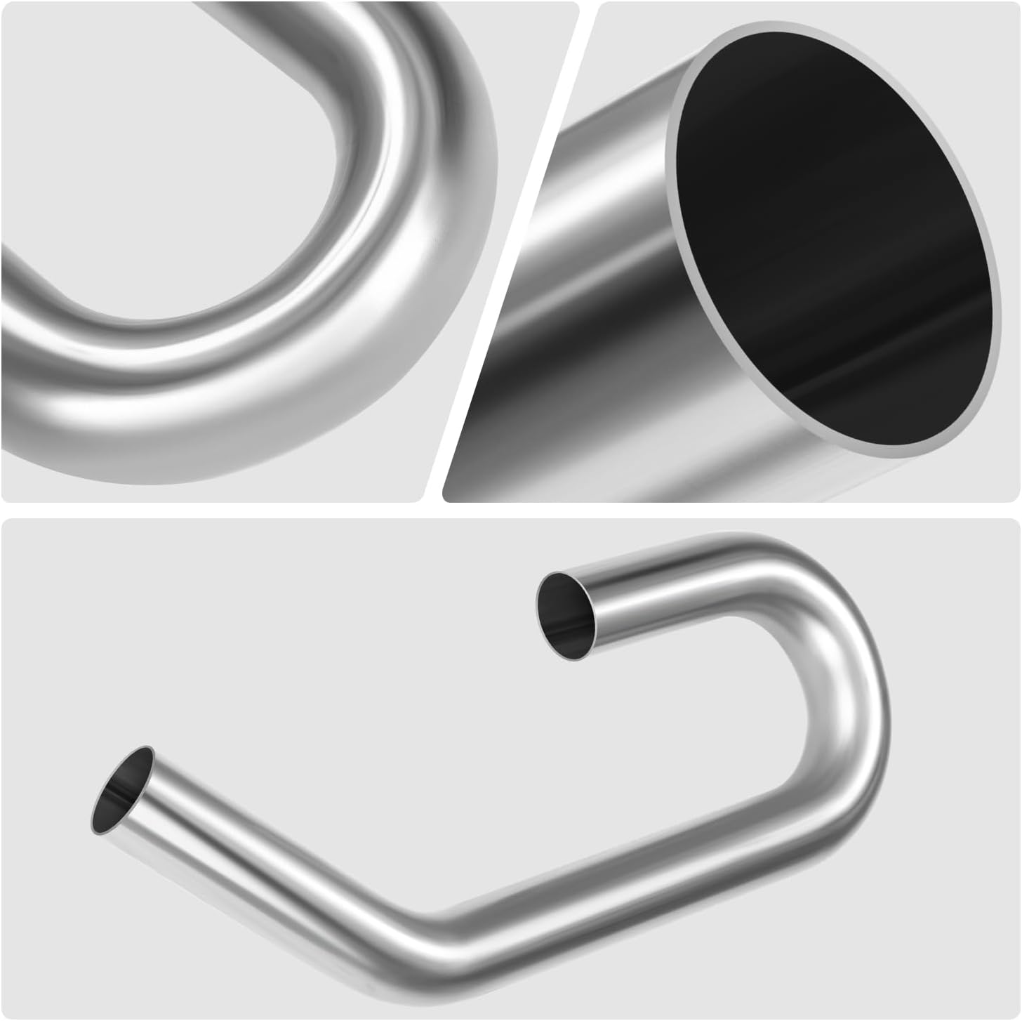 DNA MOTORING 45 Degree 180 Degree U-Bend DIY Custom Mandrel Exhaust Tubing, 2.5" OD, Mild Steel, Universal Fit, ZTL-PP-25-U45-RAW