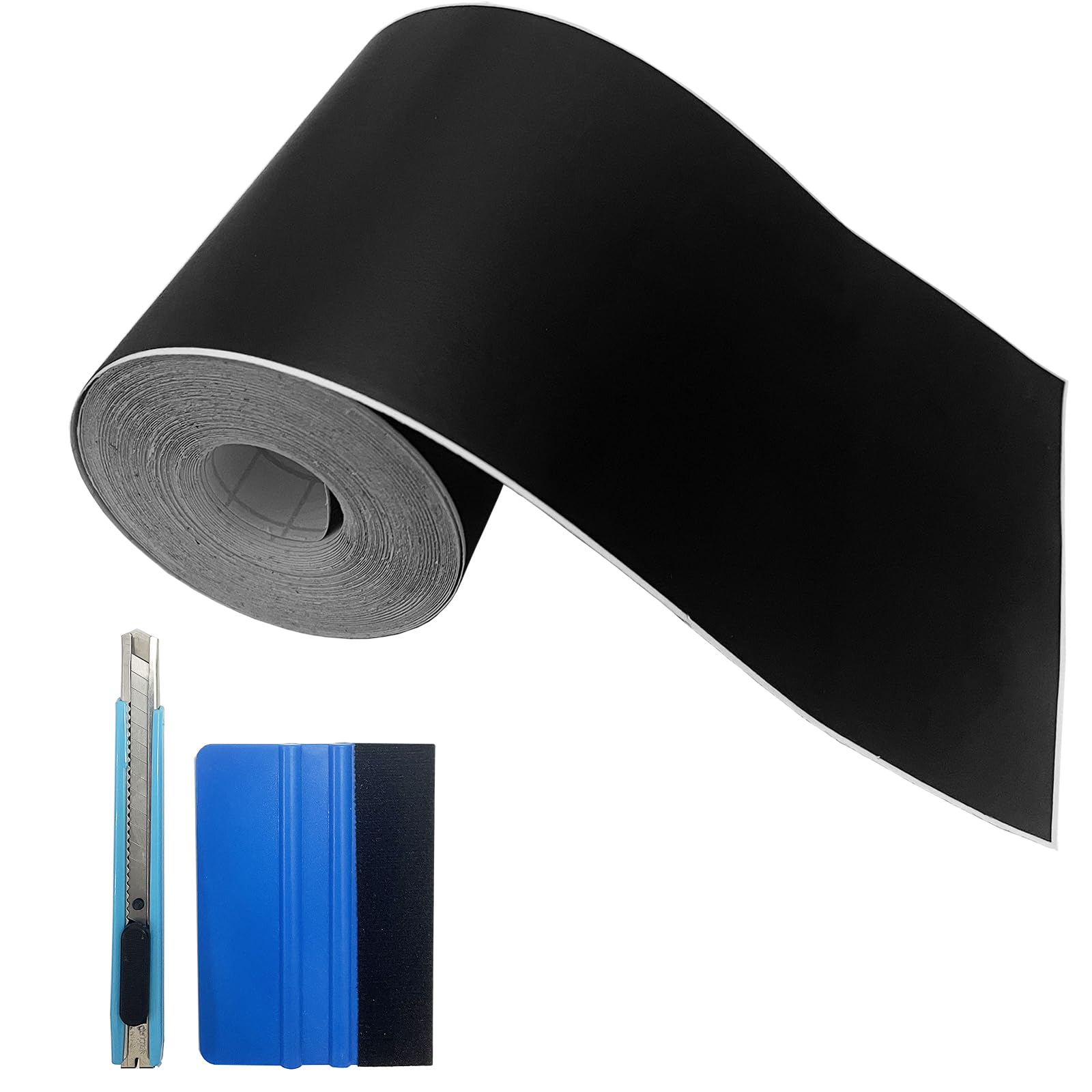 MFQNENLK Matte Black Vinyl Tape for Black Out Chrome Delete Window Trim, Matte Black Vinyl Wrap Roll, Self-Adhesive Car Chrome Door Trim Delete Tape