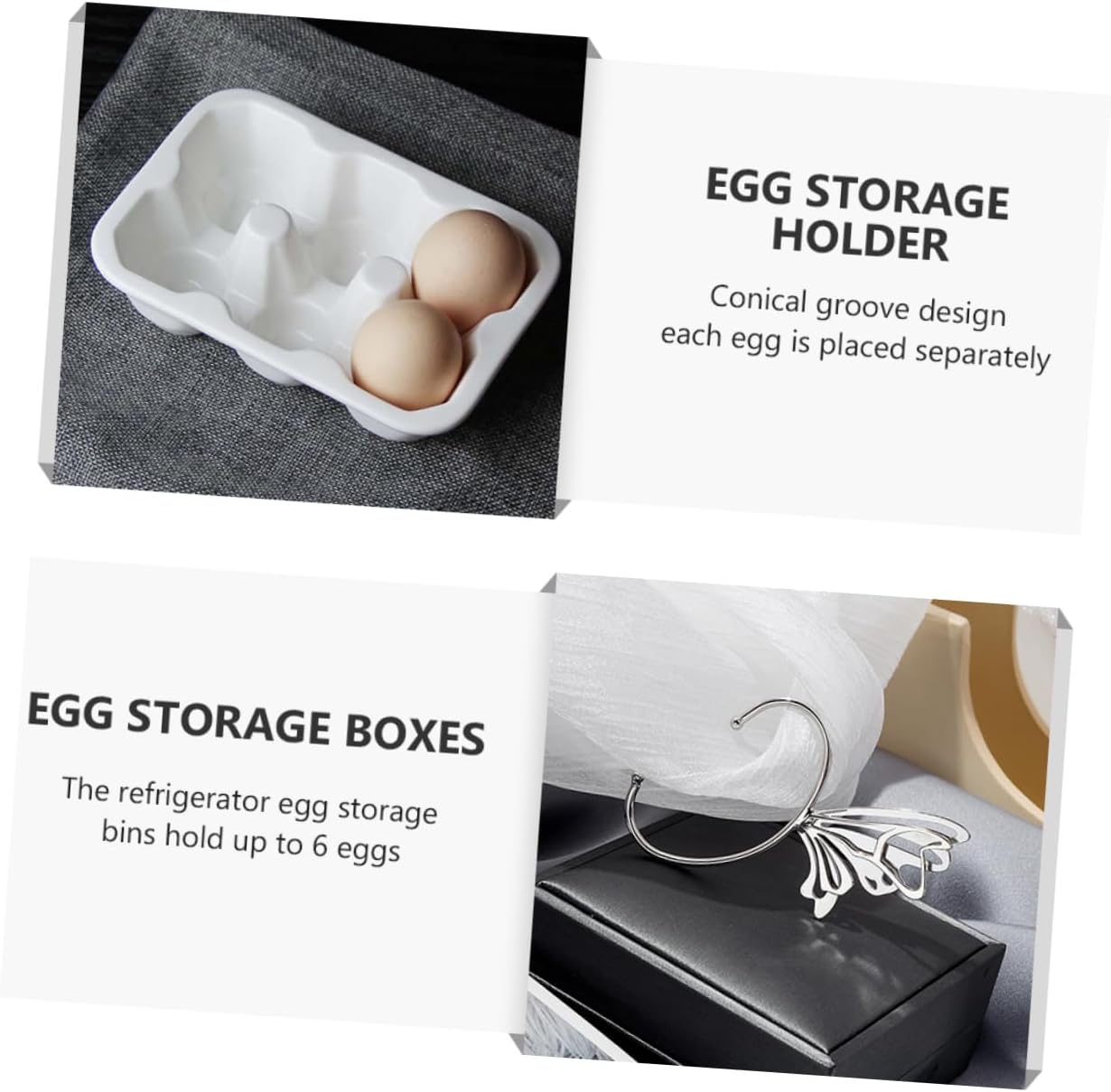 6grids Egg Storage Holder Egg Organizer Fridge Holder Deviled Tray Display for Refrigerator