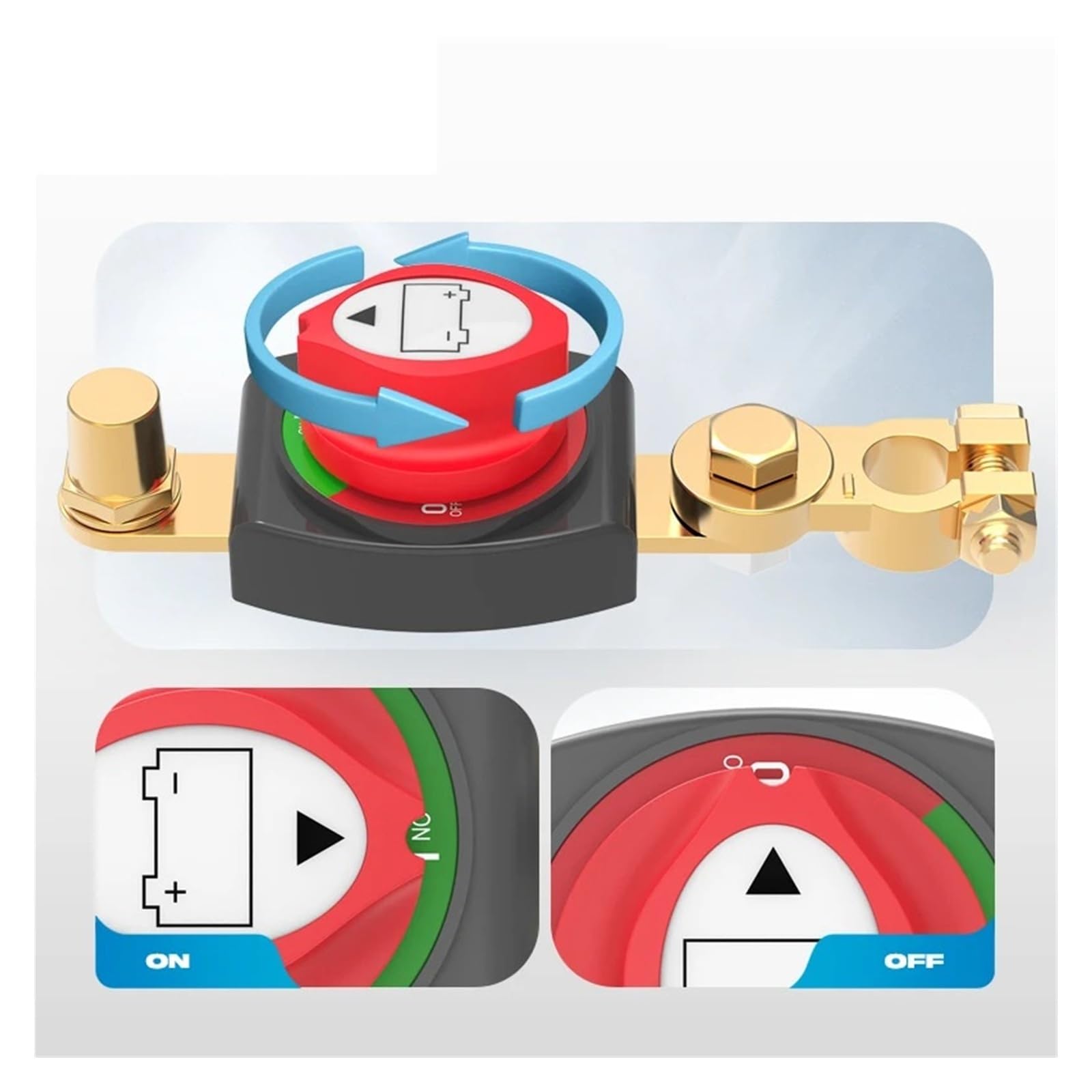 Interruttore di disconnessione della batteria sul montante superiore con morsetto in ottone negativo | Isolatore di interruzione di corrente on/off 275A 12-48V for auto, camper e barca