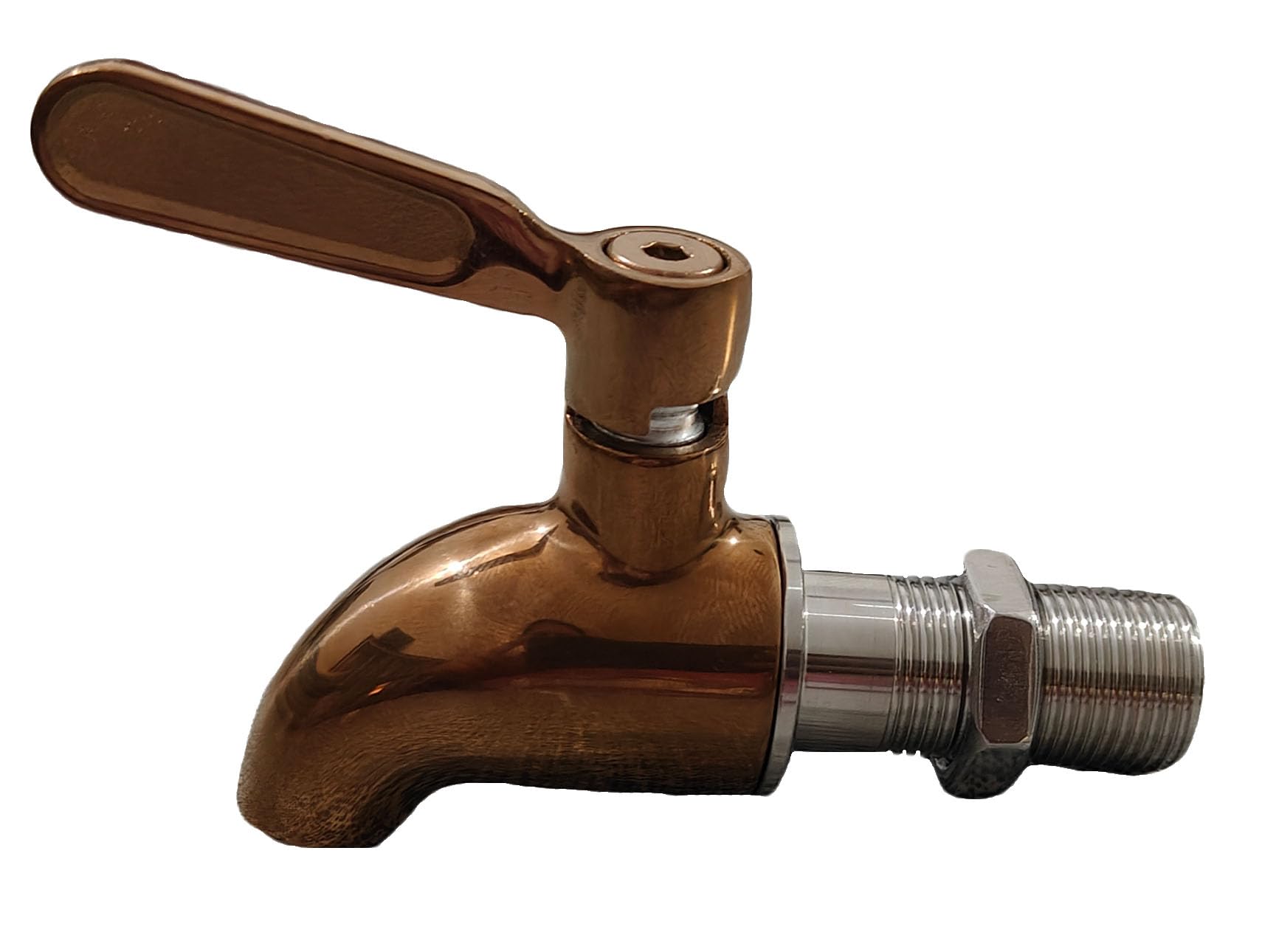 Copper Finish Water Tap with 10 mm Male Thread & Fixing Nut | Heavy-Duty Bib Cock for Water Dispenser, Water Purifier & Storage Vessel | Leak-Proof Lever Handle Faucet-image-43