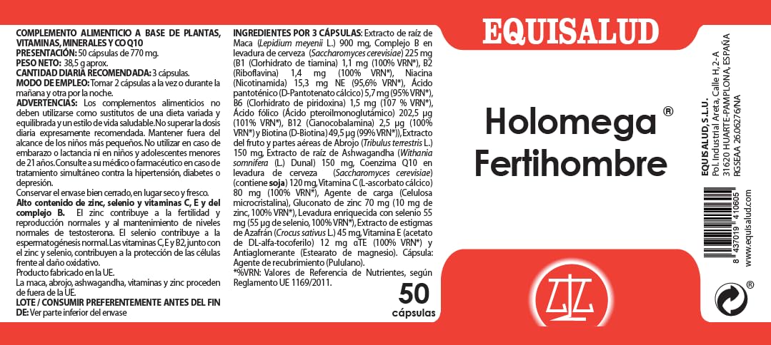 EQUISALUD HOLOMEGA FERTIHOMBRE suplement diety w kapsułkach 50 kapsułek