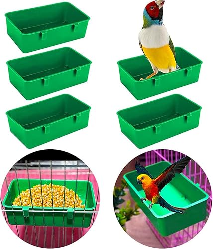 5 Pcs Oiseaux Cage Tasse Mangeoire Support Plateau Oiseau Baignoire Bol Bassin Suspendu Bain D'oiseau Jouet Eau Douche Boîte pour Animal Perroquet Perruche Calopsitte Perruche Cage Accessoires Cover