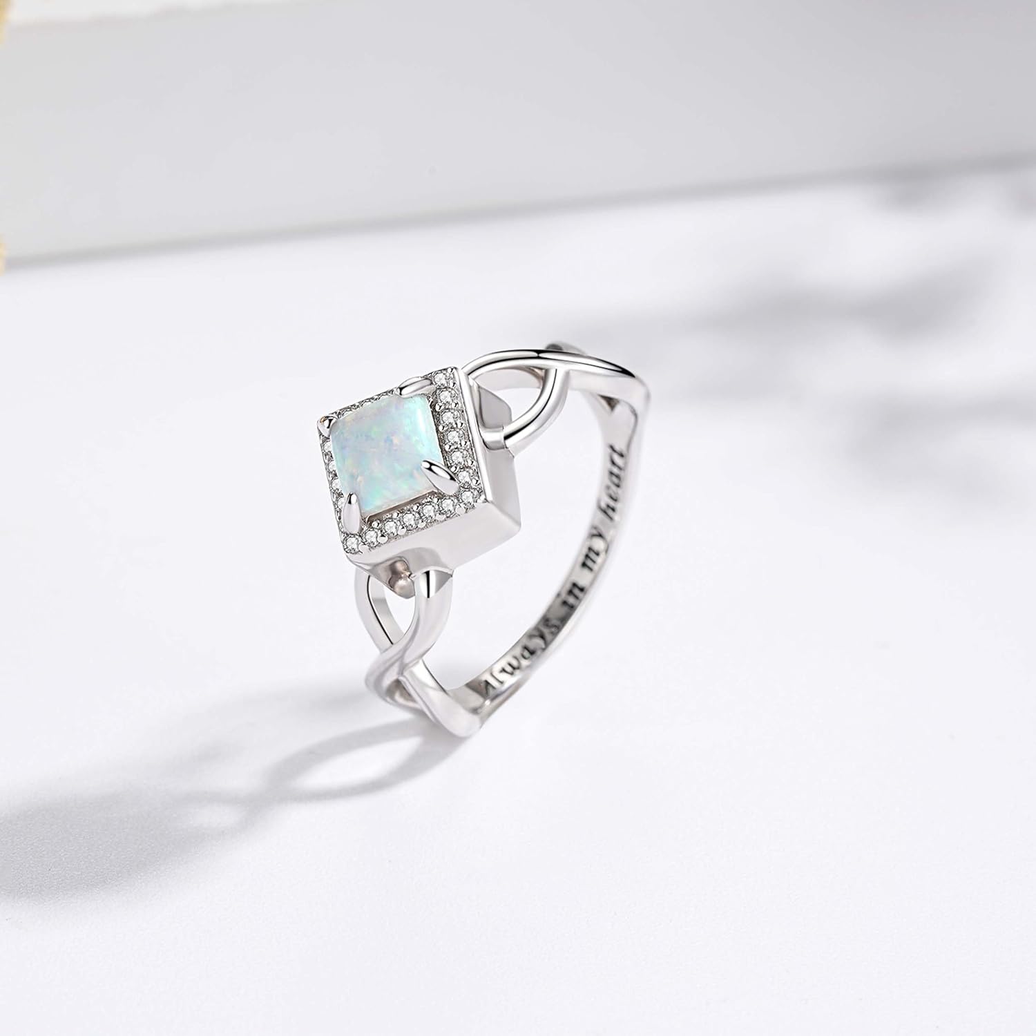 Opal Urn Rings for Ashes for Women : 925 Sterling Silver Cremation Jewelry Urn Ring for Ashes Memorial Keepsake Gifts - Image 3