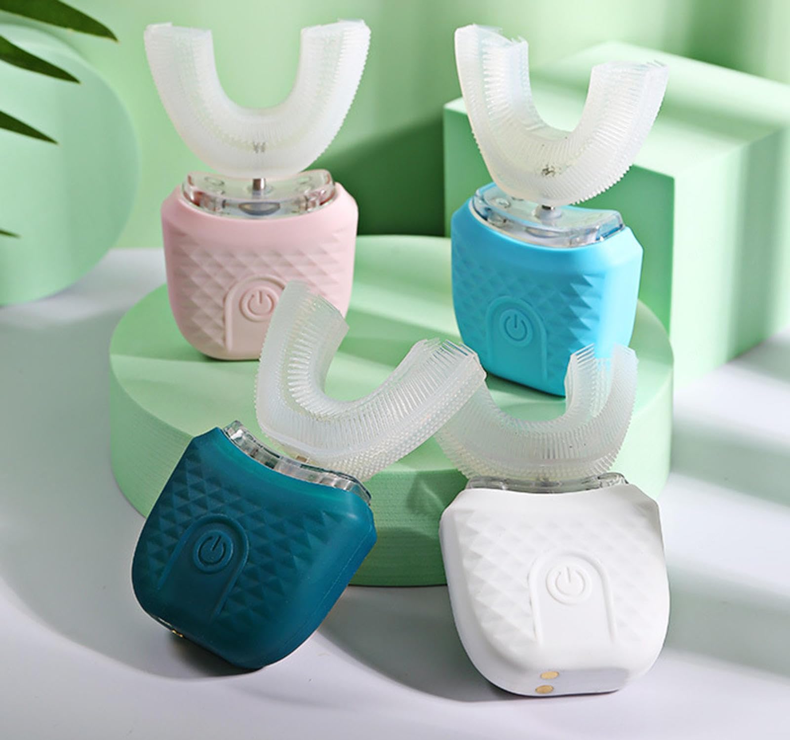 VIDECOR Cepillo de Dientes Eléctrico en Forma de U, IPX7 Cepillo de Dientes Eléctrico en Forma de U de 360° Cepillo de Dientes Inteligente Cepillo de Dientes Eléctrico de Silicona,Pink