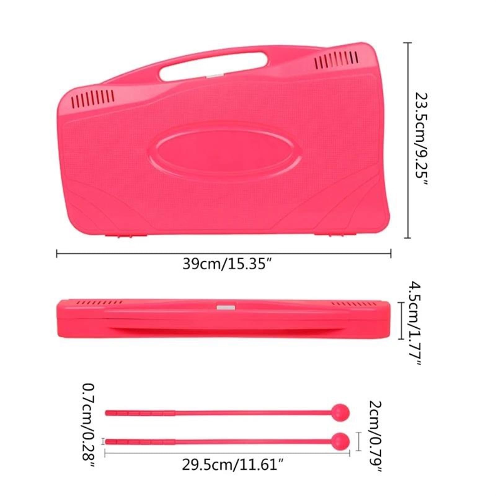 Xilofono Professionale Xilofono Glockenspiel Facile Da Suonare Campane Risonanti A 25 Note Con Scatola Musicale(Pink)