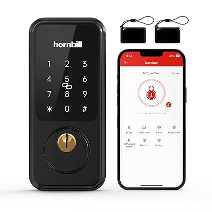 hornbill Smart Door Lock with Keypad, Keyless Entry Home Smart Locks for Front Door, Smart Deadbolt Bluetooth Digital Door Lock Works with APP Control, Code and eKey, Auto Lock for Home Airbnb