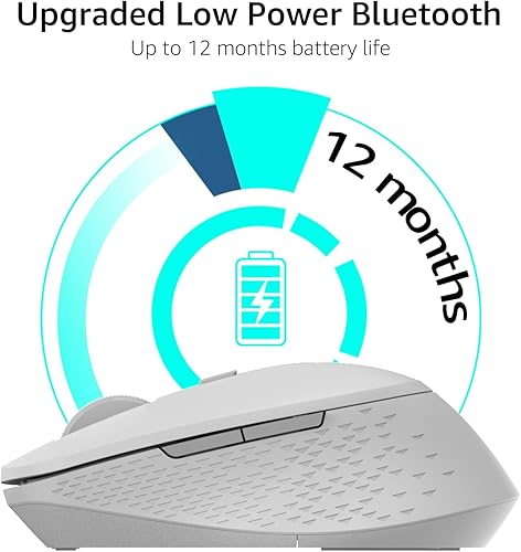 Miniatura 5 de Rapoo M300G - Mouse inalámbrico silencioso, mouse Bluetooth para portátil, 2.4 GHz con receptor USB, seguimiento óptico de 2400 DPI ajustable,