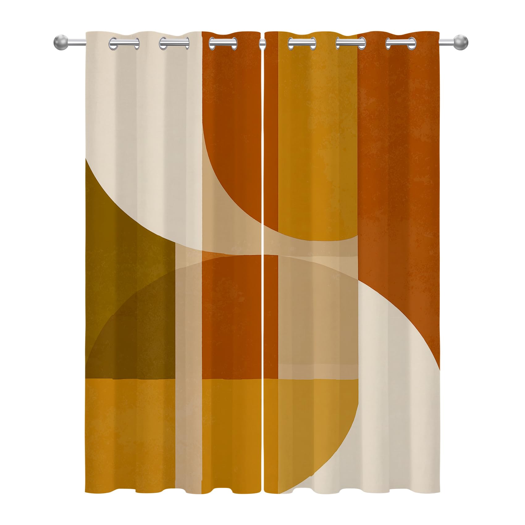 Mistela Vorhänge Blickdicht Mid Century - Gardinen Mit Ösen Moderne Burnt Orange Verdunkelung Svorhang für Schlafzimmer Wohnzimmer Kinderzimmer Küche Decor Gardinen - 2er Set - H245 x B140cm