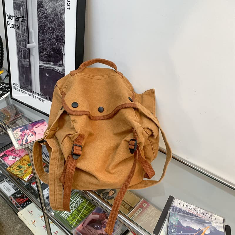 Image of Womens Mens Crossbody Bag Canvas Messenger Bag for School Aesthetic Hobo Bag Vintage Harajuku Hippie Shoulder Bag (Brown)