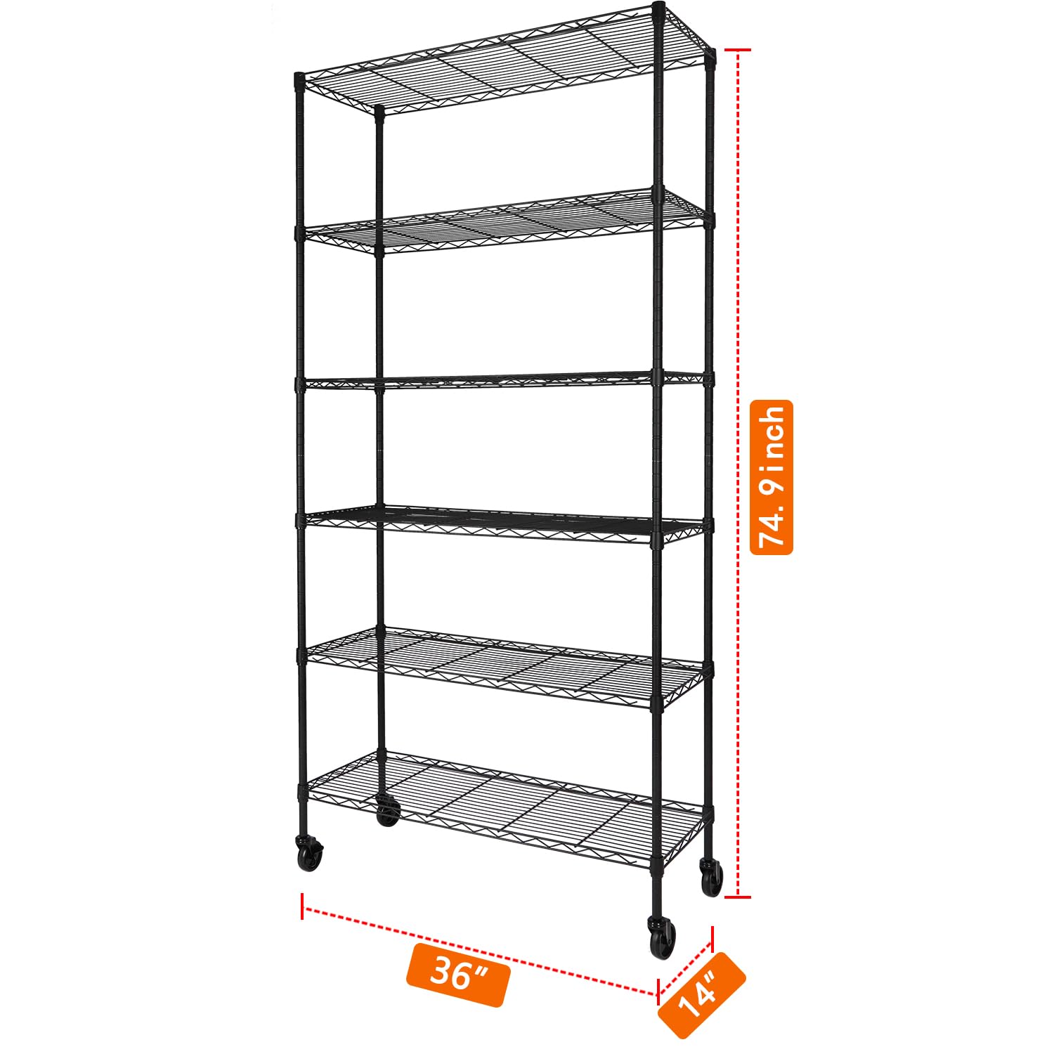 SUPER DEAL 3-Shelf Adjustable Heavy Duty Storage Wire Shelving Unit With Wheels, Metal Organizer Wire Rack Microwave Utility Cart, Black (24L X 14W X 31H - View #4