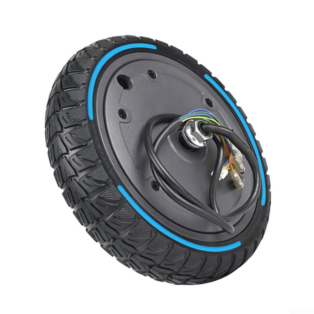 Rueda de motor de neumático sólido de 36 V 350 W, para scooter eléctrico M365 de 8,5 x 2 – 6,1, 215 x 102 mm, goma + aleación de aluminio (azul)