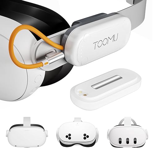 TOOMU Dual Battery Pack Set for Meta Quest 2 / Quest 3 / Quest 3S, 8000mAh Battery Pack Compatible with Quest 2/3/3S, VR Extended Power Accessories Magnetic Connections and Lightweight Design