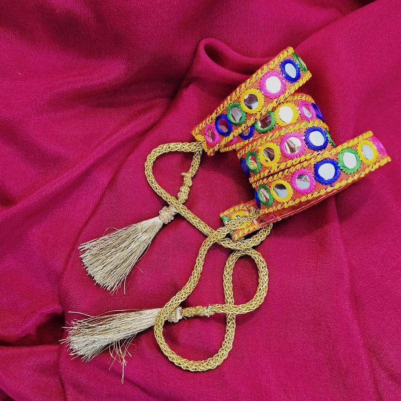 Festive and Modern Wear Colourful Slim Mirror Belt for Girls (50) 1