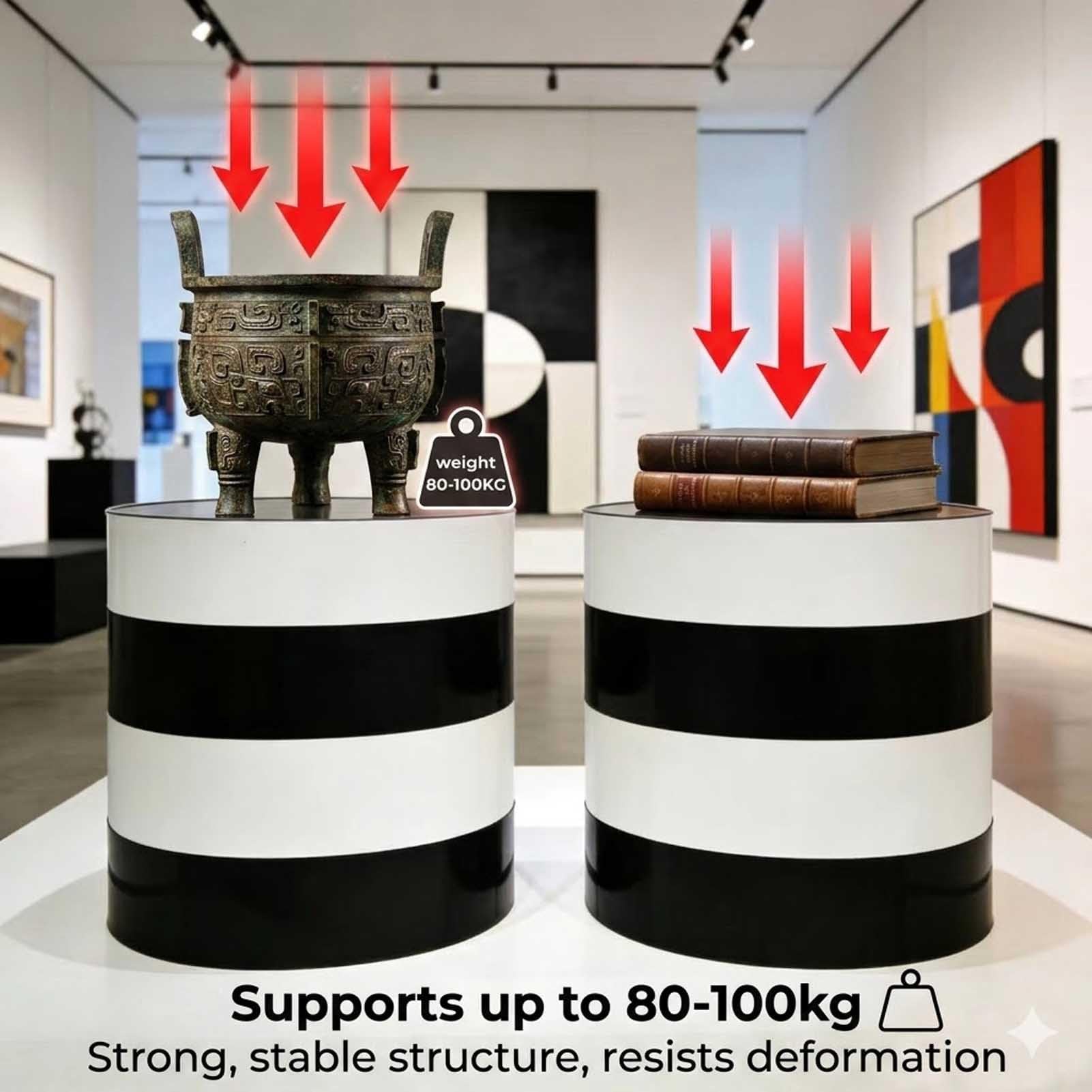 Expositor Cilindro, Columna Pedestal de Madera para Escaparate Galería Arte y Fiesta Boda, Peana Redonda Soporta 100kg(40X90CM)