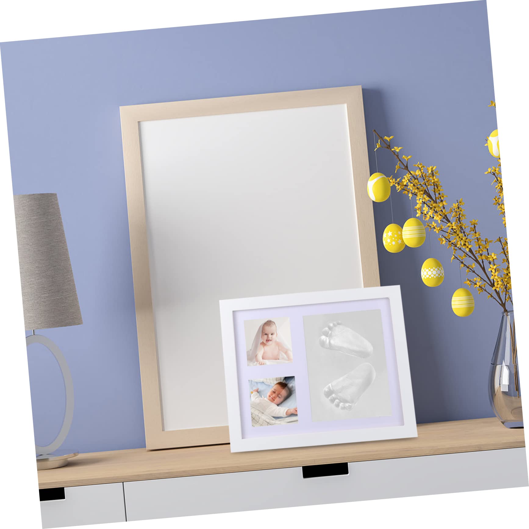 Abaodam Infant Prints Photo Frame Hand and Foot Kit Newborn Present White Keepsake