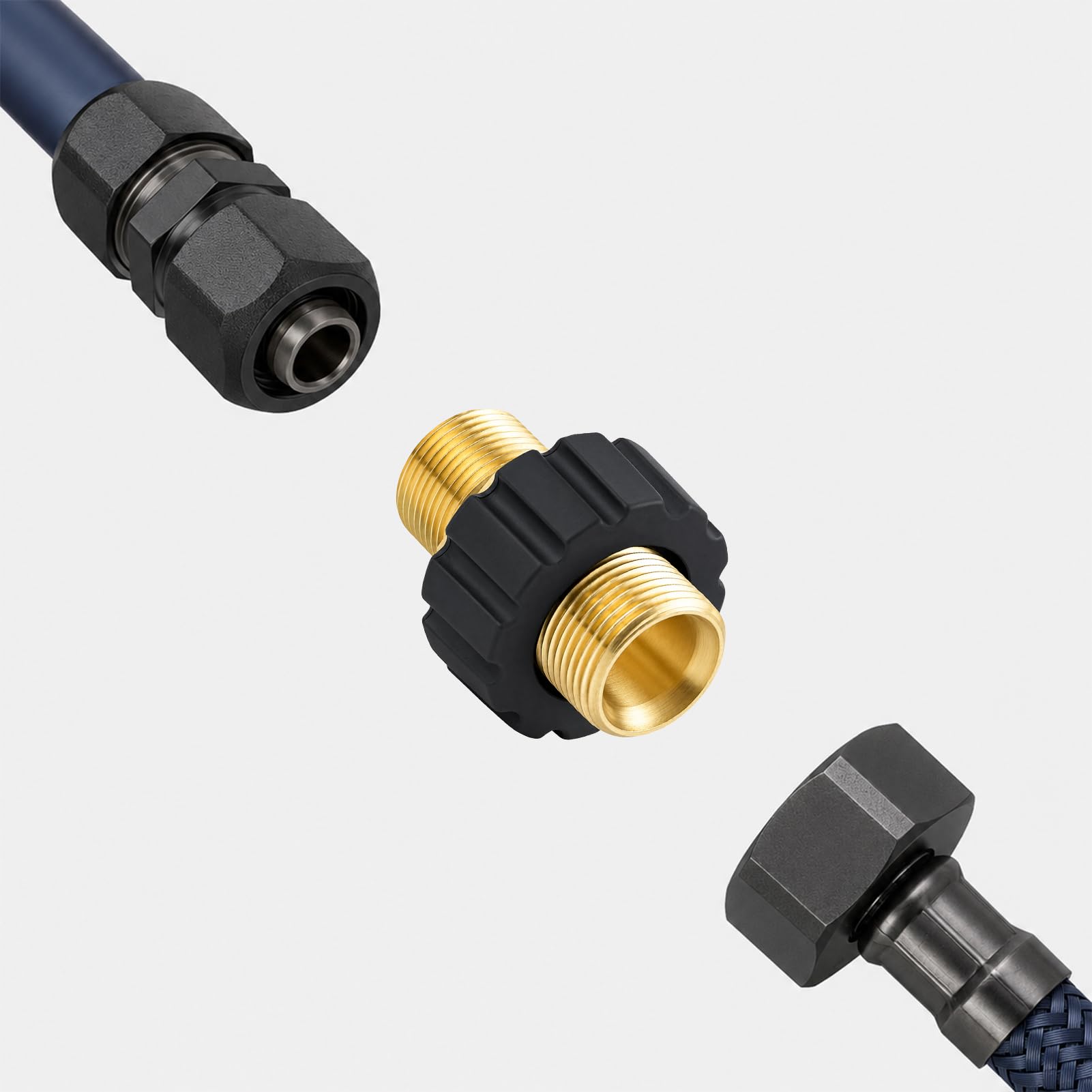 Adattatore rapido M22 x 1,5 filettatura metrica per idropulitrice ad alta pressione, adatto per Kärcher K, serie HD e HDs, accoppiamento in ottone con diametro interno di 15 mm