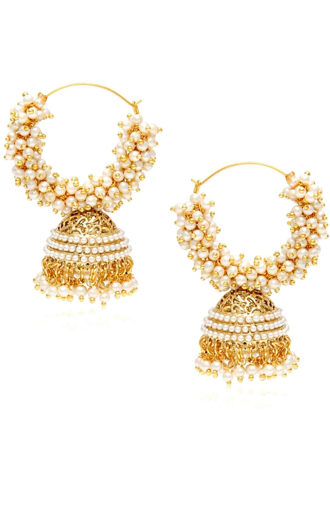 NMJ Gold pearl Hoop earrings for Women