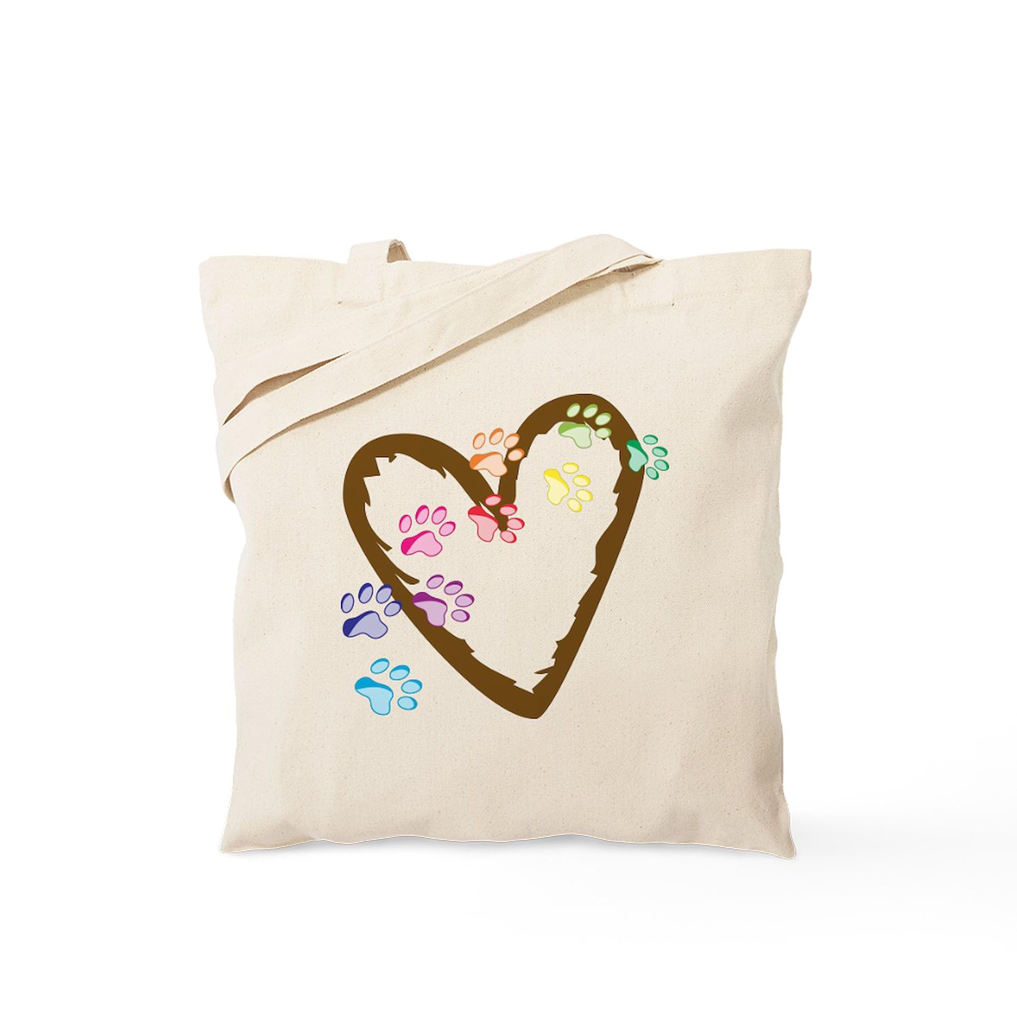 CafePress Paw Heart Tote Bag Natural Canvas Tote Bag, Reusable Shopping Bag