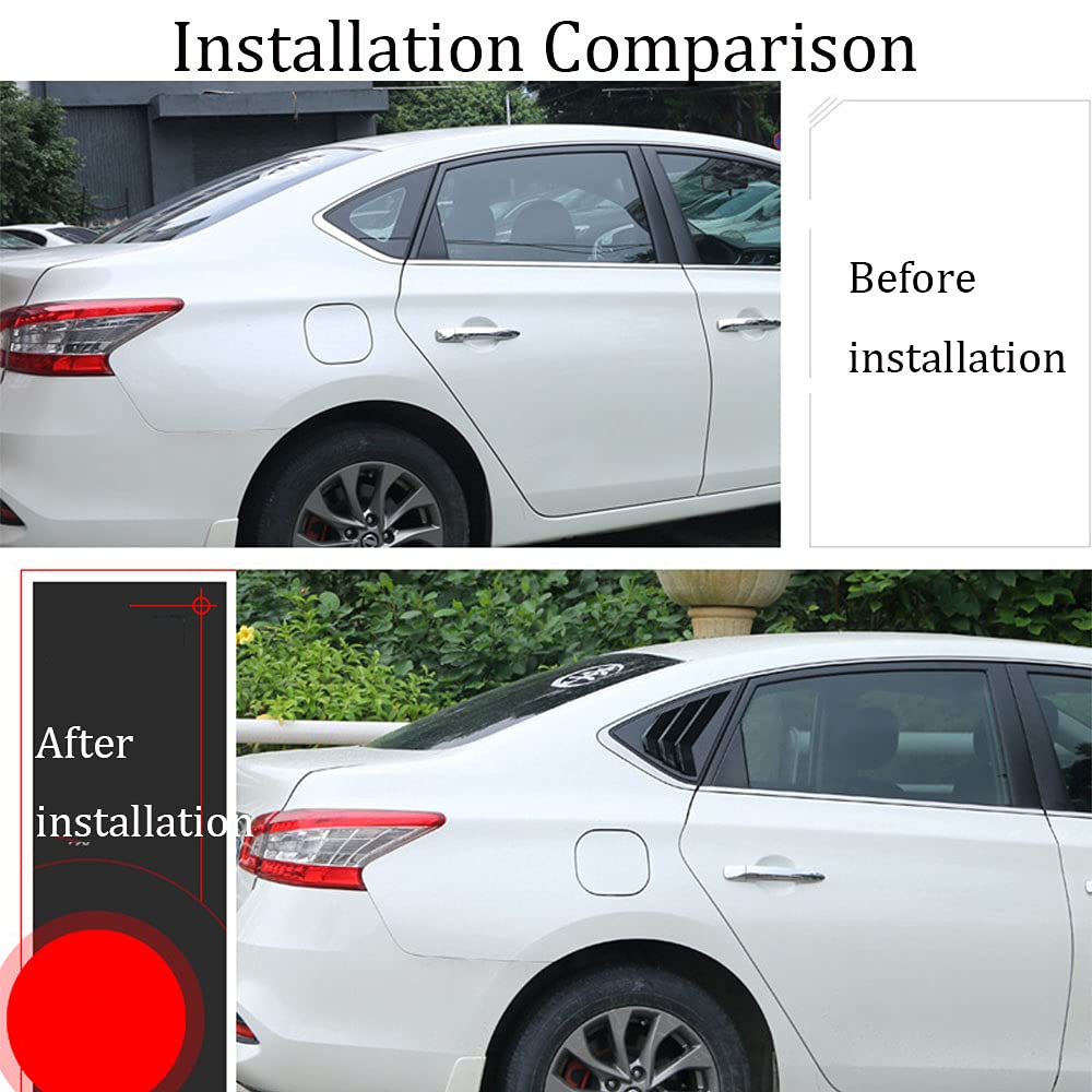 BOLTRY ABS Rear Side Window Louvers Air Vent Scoop Shades Cover Blinds Trim for Nissan Sentra 2013-2019 (Bright Black)…