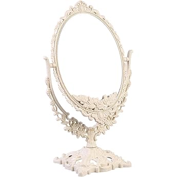 Retro Table Mirror Double Sided Rotating Makeup Mirror Cosmetic Mirror Oval Mirror Double Sided Mirror