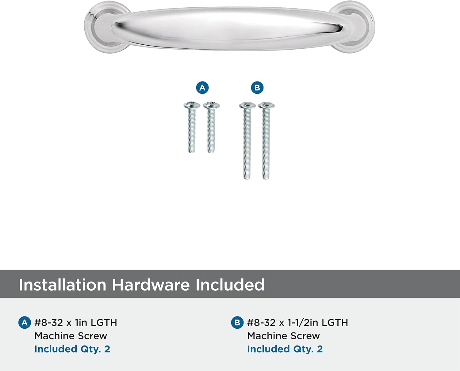 Polished Chrome 3" Cabinet Bar Pull with Mounting Hardware