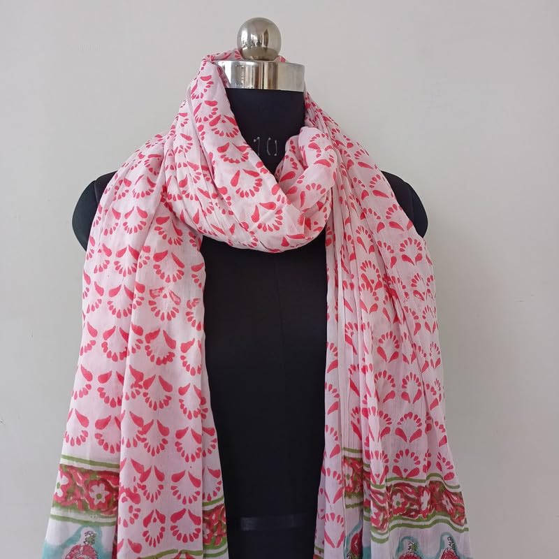Scarf for Women Lightweight Handblock Soft Cotton Fashion Scarves Wraps_Multicolored3