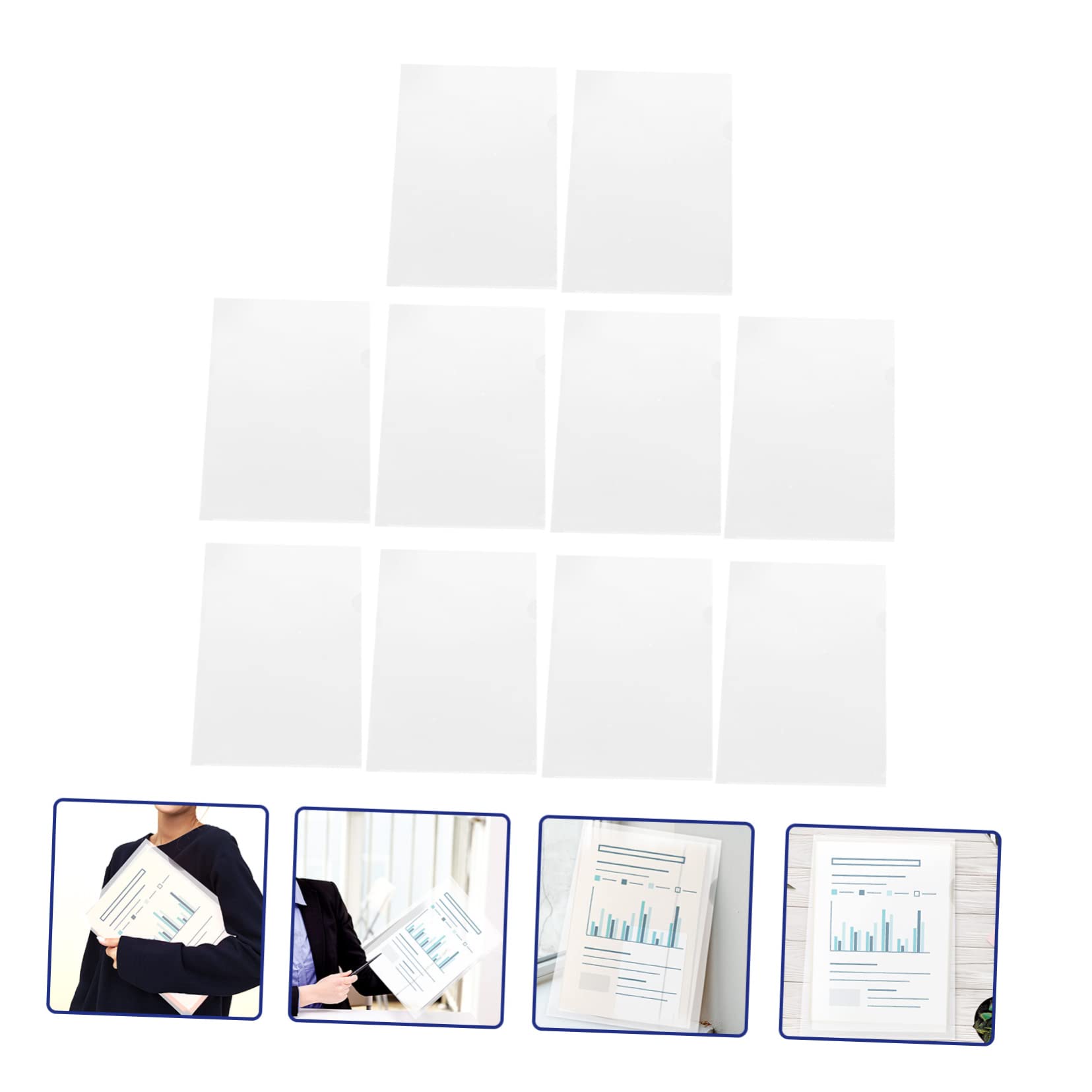 Gadpiparty 100 Pièces Shape Folders Plastique Transparent pour Documents Classeurs Souples et Pratiques pour Organisation des Documents