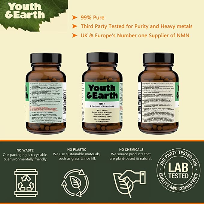 Youth & Earth NMN Nicotinamide Mononucleotide - Capsules Met Vertraagde Afgifte 250mg - Nad Booster-Supplement (250MG) - Image 4