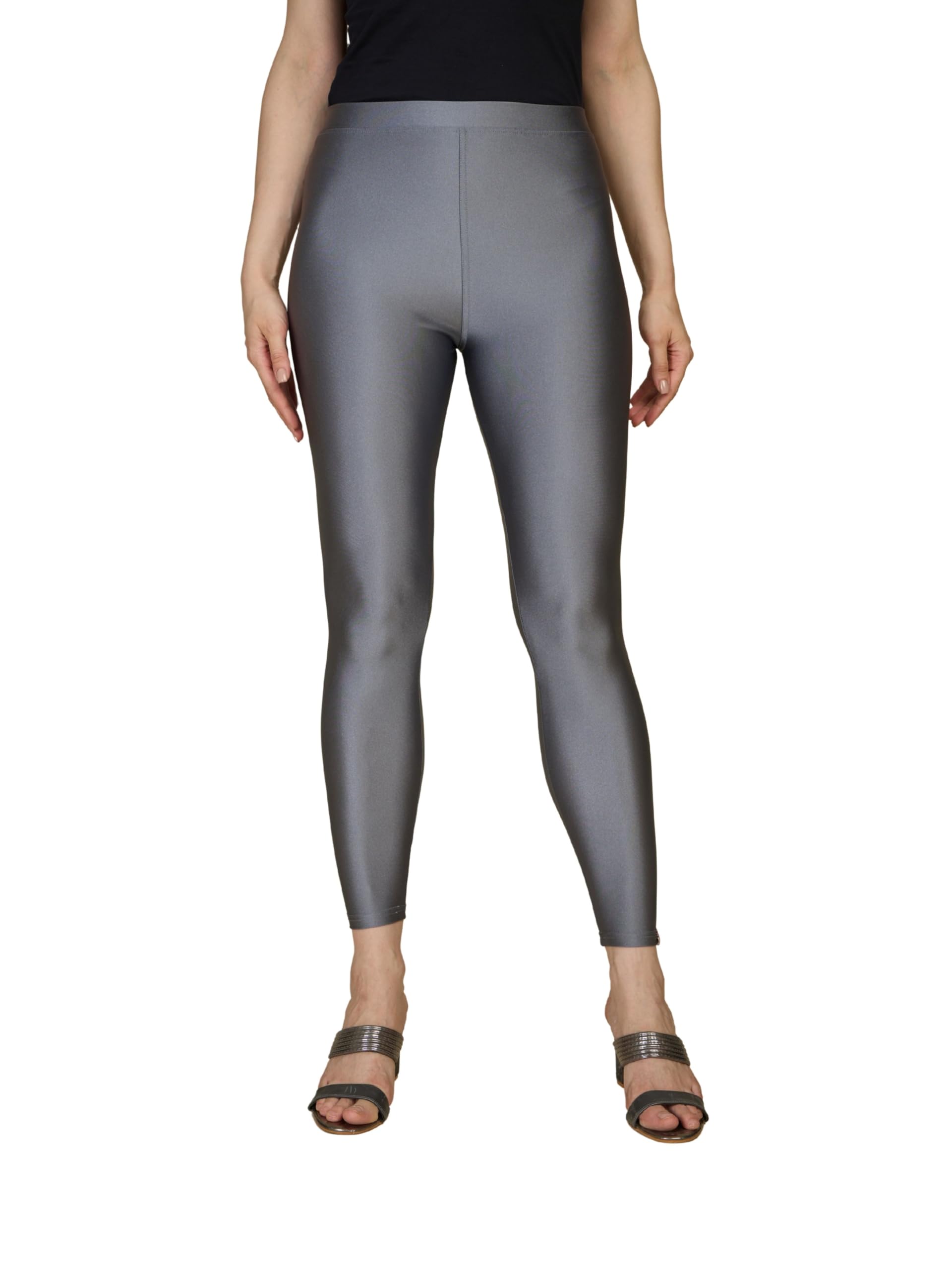 urban trending Women's Shimmer Leggings – Stretch Fit, Soft Metallic Look, Everyday Fashion Leggings-picture-38