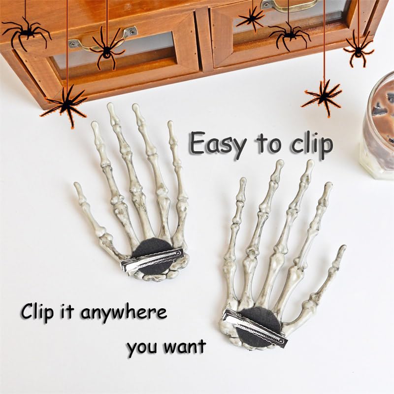 Miniatura 5 de 2 pinzas para el pelo de mano de esqueleto, pinzas para el cabello de Halloween, accesorios para el cabello de Halloween, accesorios para el cabello