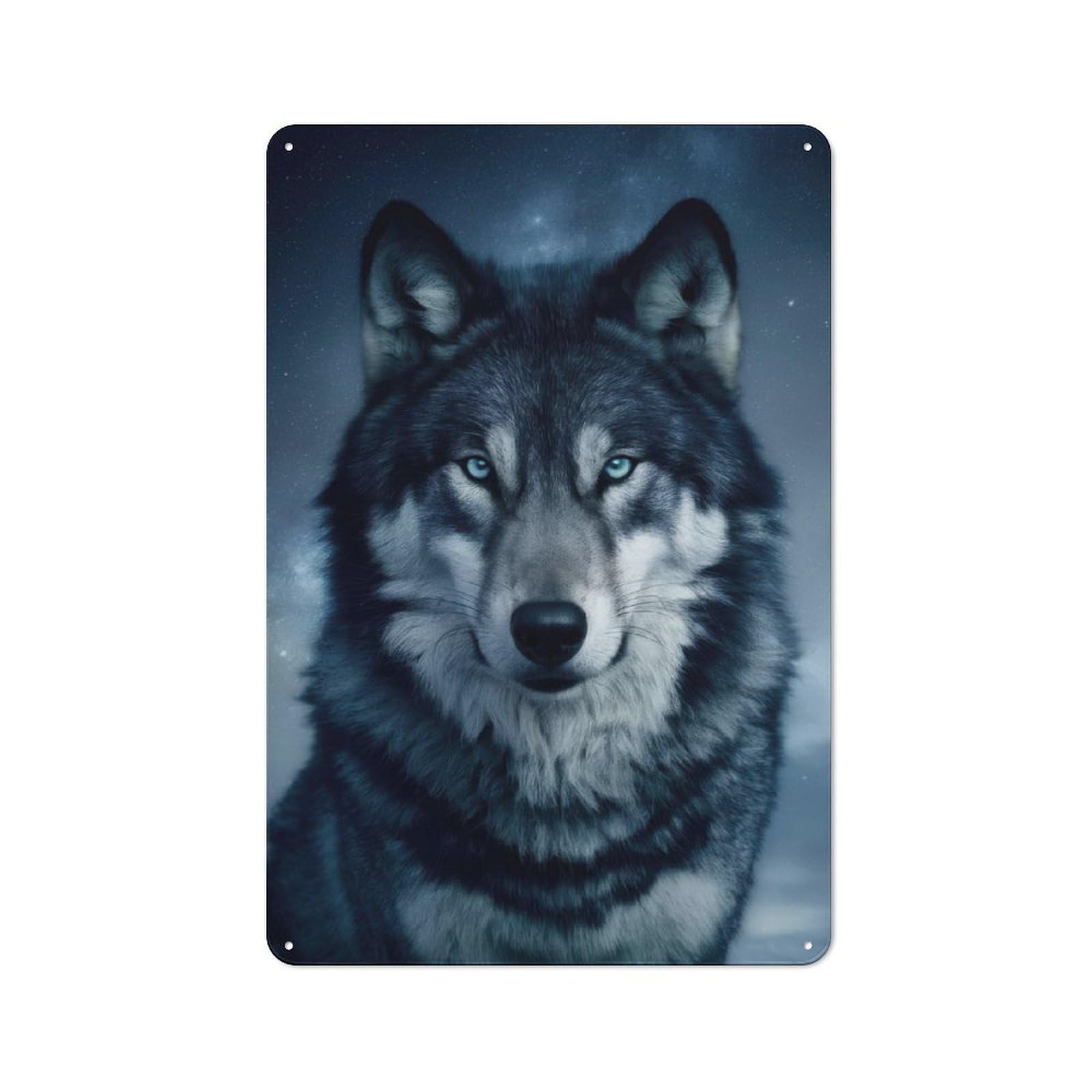 Junmoney Wolf Husky Dog Galaxy Metal Wall Sign 30X20cm Featuring For Living Room Wall, A Decorative Gift For A Newly Furnished Living Room