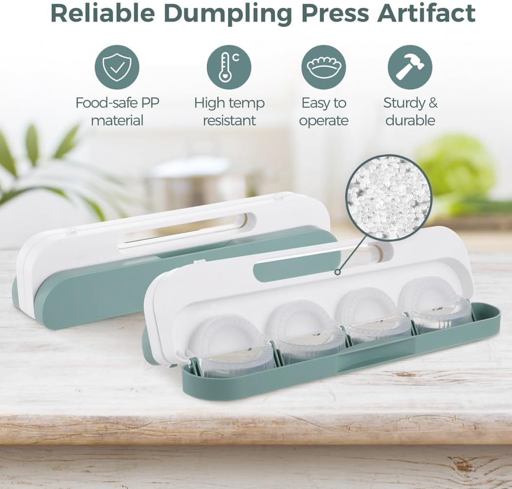 8-Slot Dumpling Maker with Handle, Double-Sided Press Tool and Spray Bottle, Food-Safe Pp Mold for Wontons, Potstickers, Pierogi