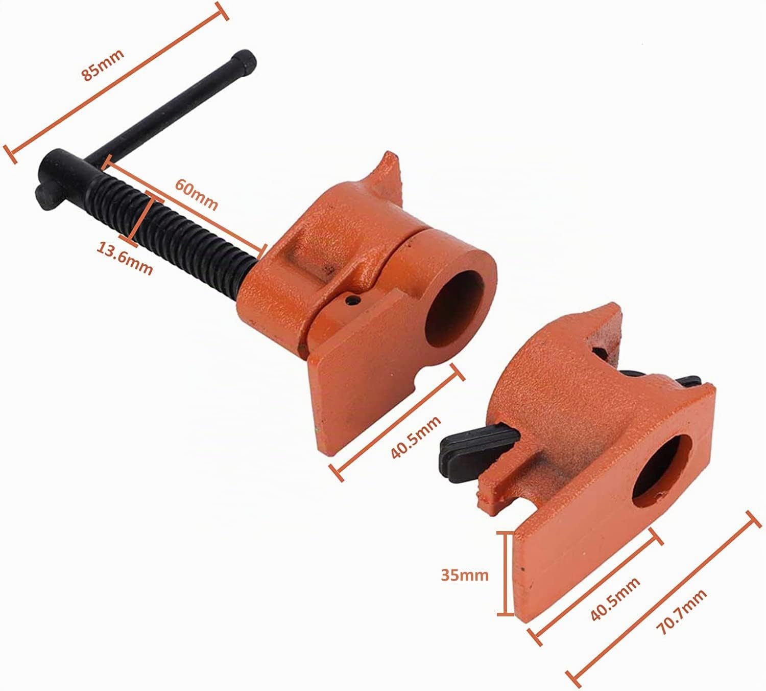 4 Pezzi Morsetto a tubo, 1/2 in Set di Pinze per Legno, H Stile Morsetti a Viti in Ghisa Robusta Falegname, Serra guarnizione Set di Morsa di Legno Stabilito di Lavoro, con Base Ampia