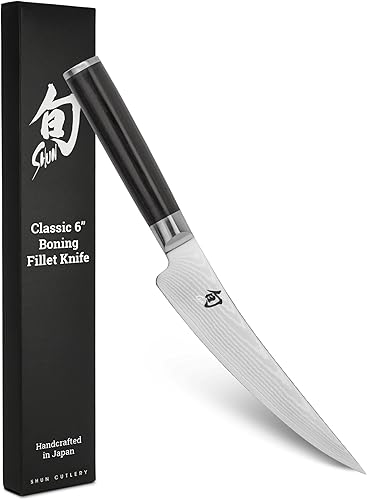 Shun Classic 6" Boning & Fillet Knife, Handcrafted Japanese Curved Boning Knife,