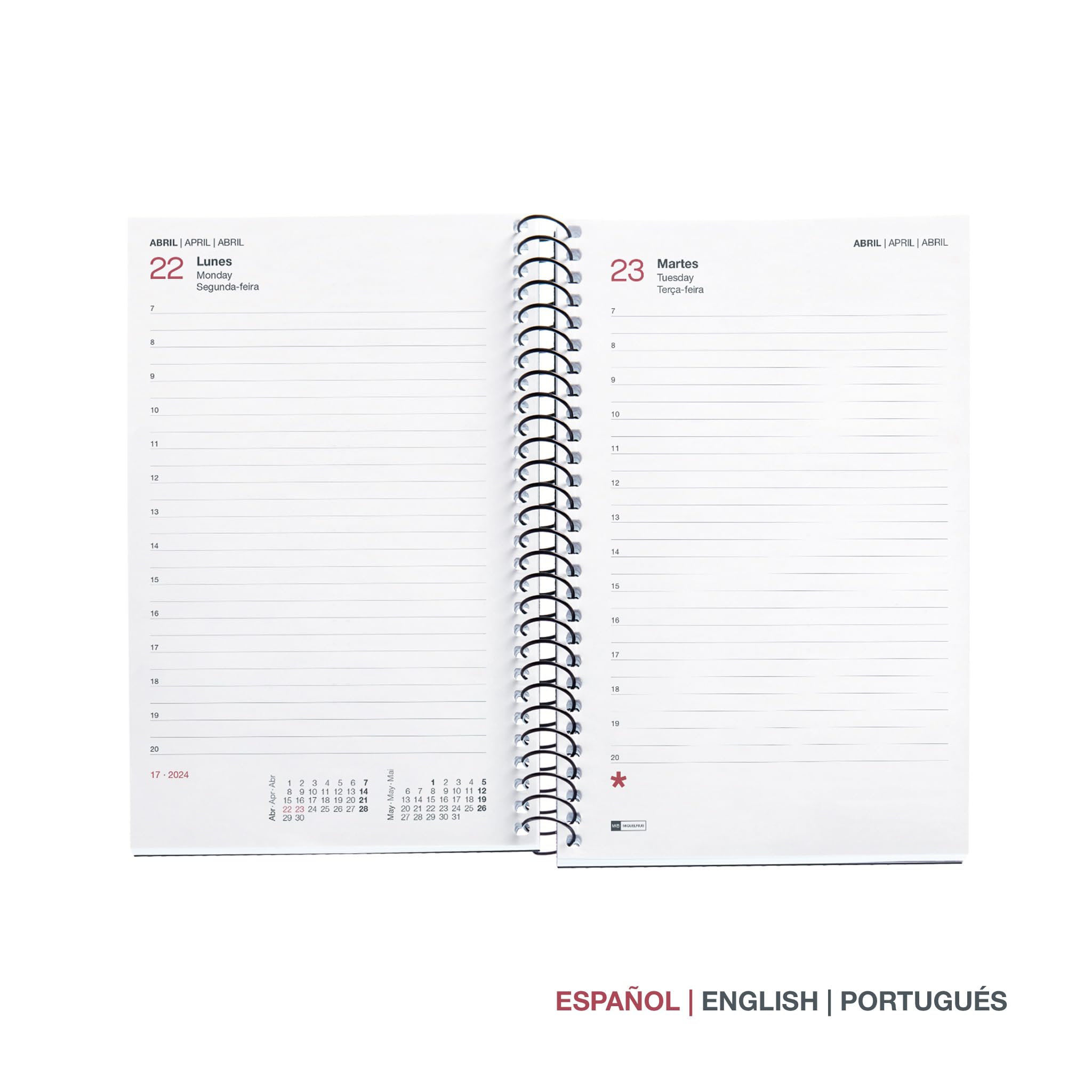 Miquelrius, Annual Planner 2024, Day Page, Active Size 117 x 182 mm, Polypropylene Flexible Cover, Spiral Binding, Spanish - Image 2