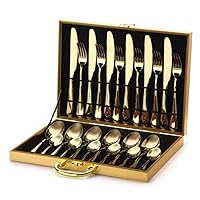 Algopix Similar Product 4 - Gold Silverware Flatware Cutlery